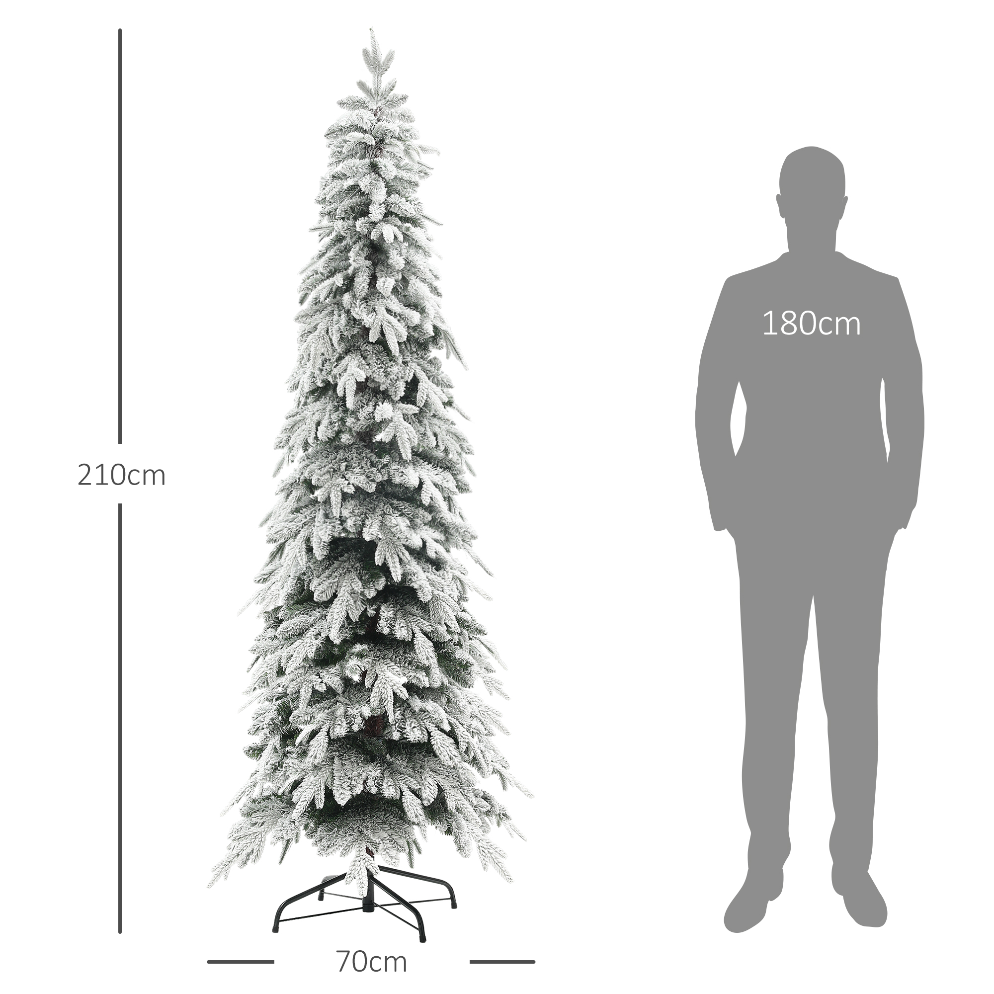 Kalėdinė eglutė su dirbtiniu sniegu, 800 šakelių galiukų, žalia, Ø70 x 210 cm 2