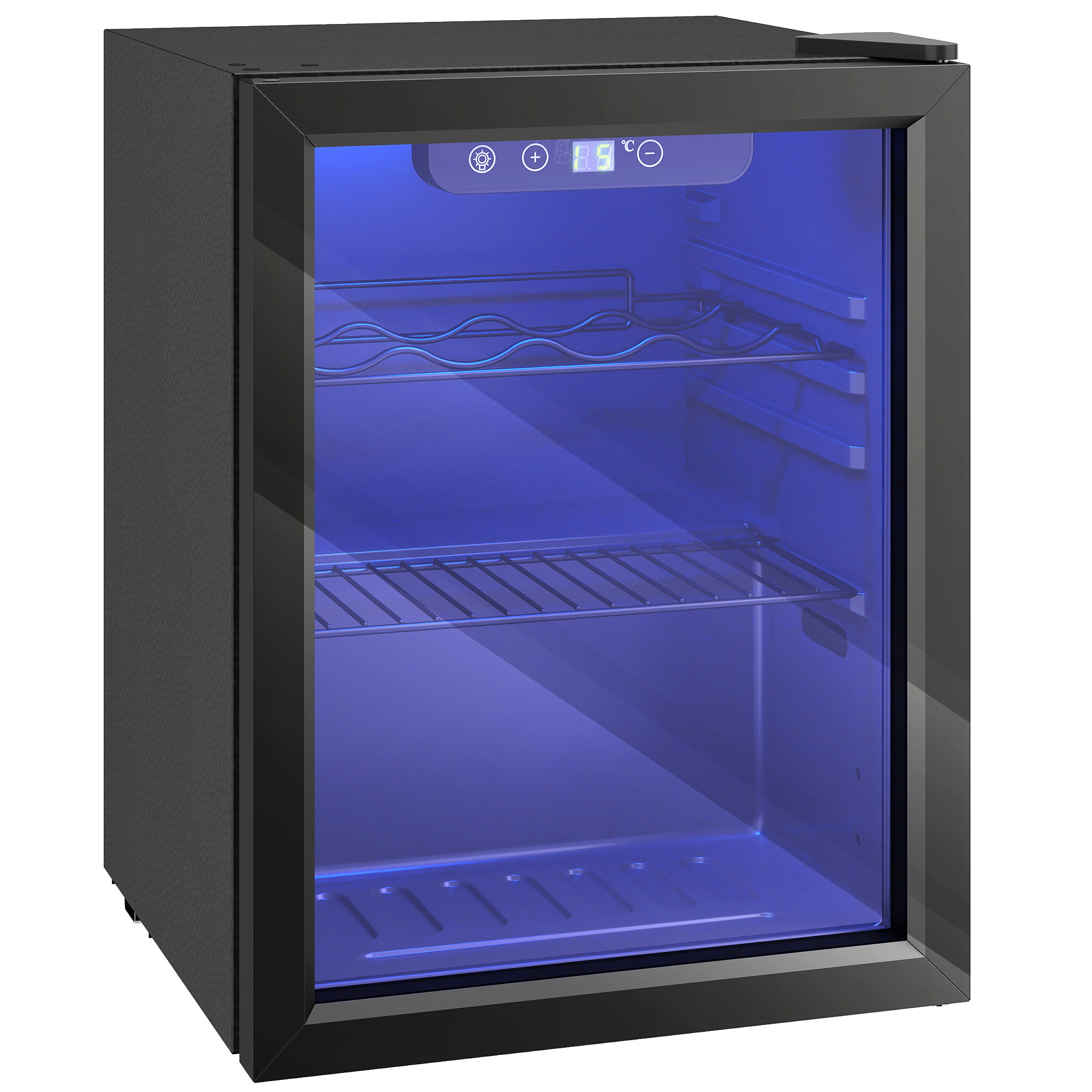 Vīna ledusskapis ar dubultām stikla durvīm, 4–16 °C, melns, 43 × 41,5 × 57,5 cm, 16 pudeļu