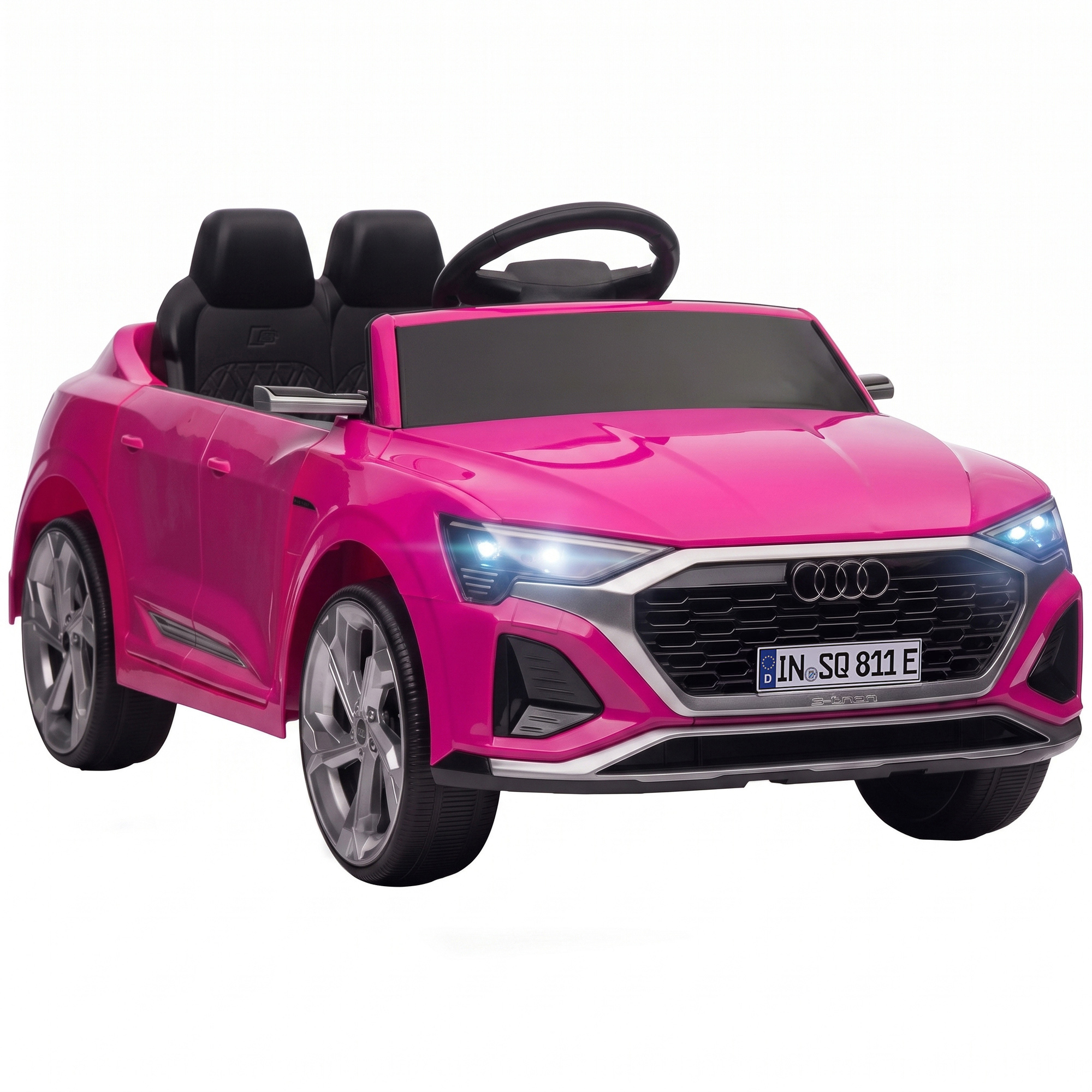 Vaikiškas elektromobilis Audi Q8 e-tron Sportback su nuotolinio valdymo pultu, rožinis, 98 × 49,5 × 43 cm