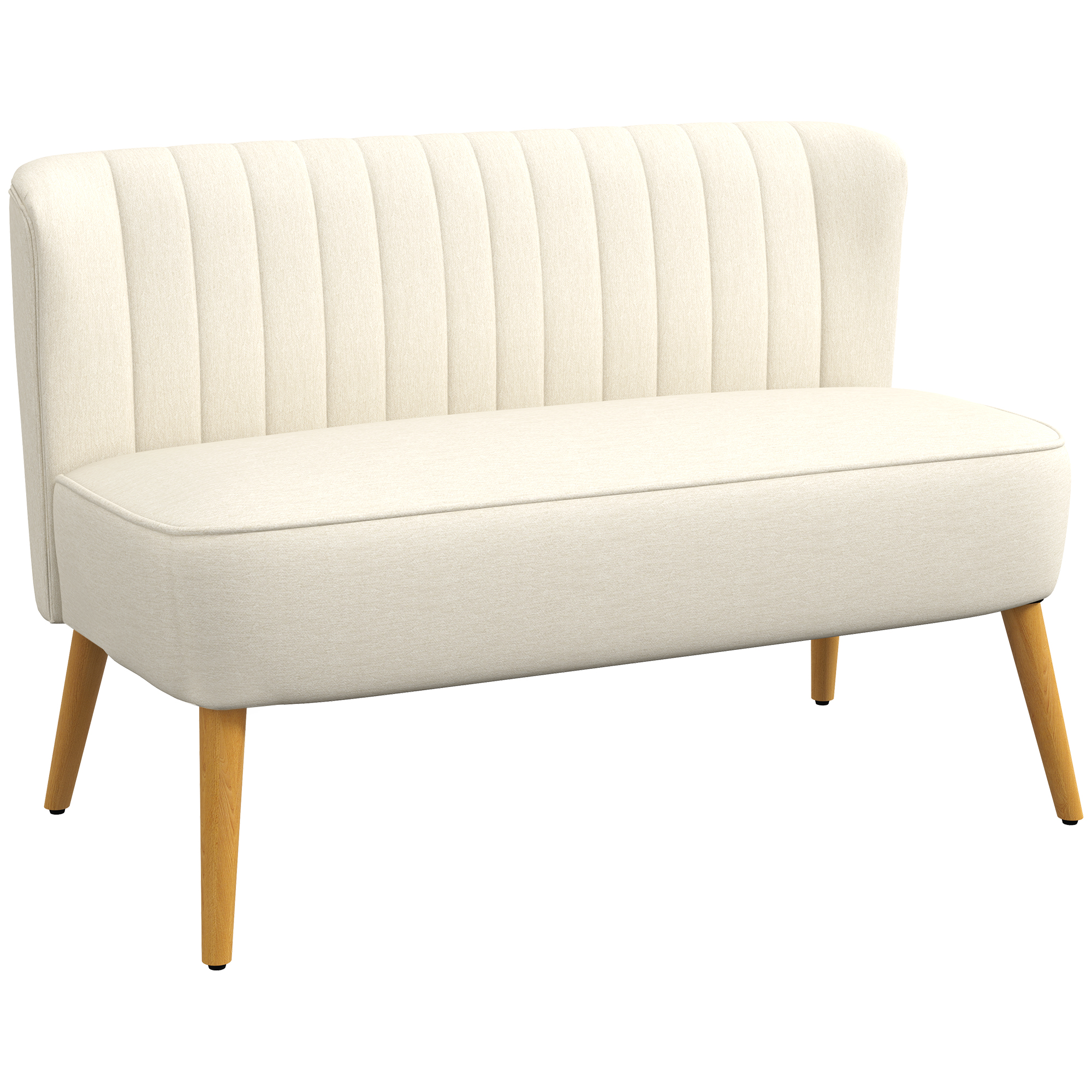 Dvivietė sofa su spyruokliniu pagrindu, kreminės baltos spalvos, 117 × 56,5 × 77 cm