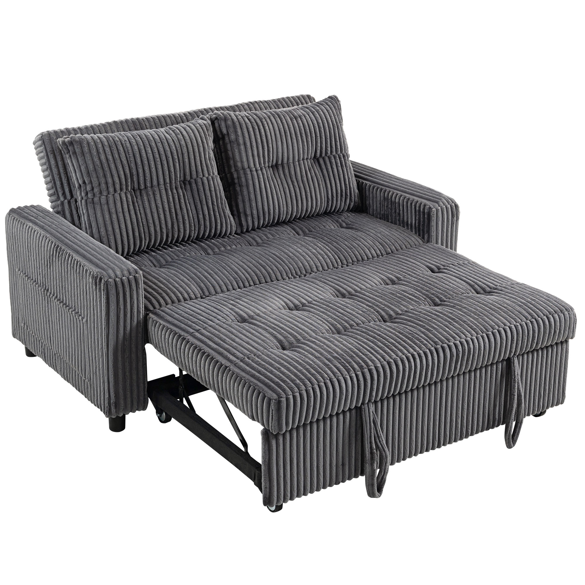 Sofa-lova „3 viename“ su reguliuojamu atlošu, tamsiai pilka, 157 × 190 cm