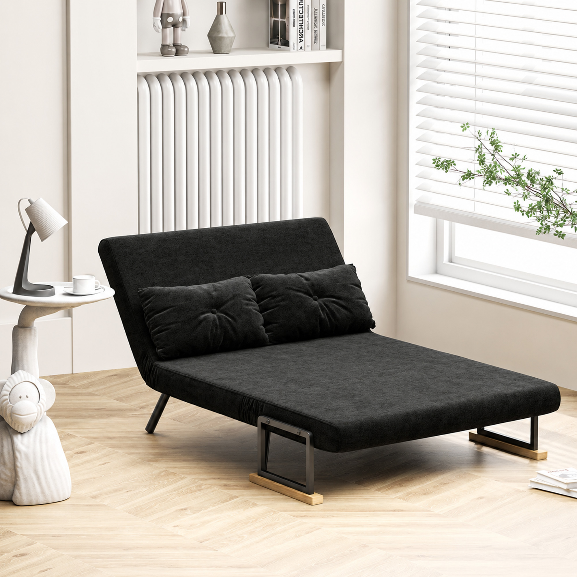 Miegamasis fotelis su 5 padėčių atlošu, juodas, 102 × 73 × 81 cm