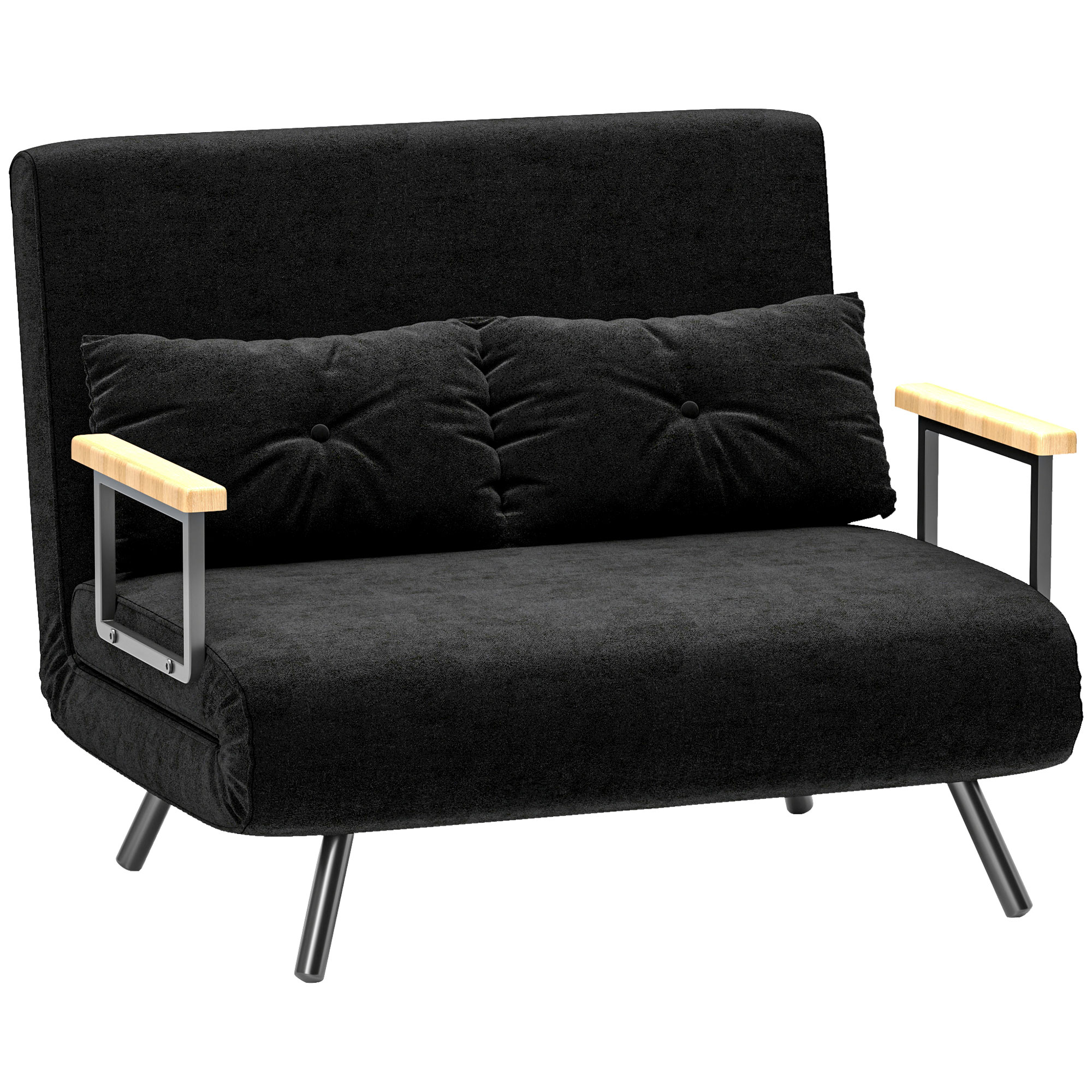 Miegamasis fotelis su 5 padėčių atlošu, juodas, 102 × 73 × 81 cm