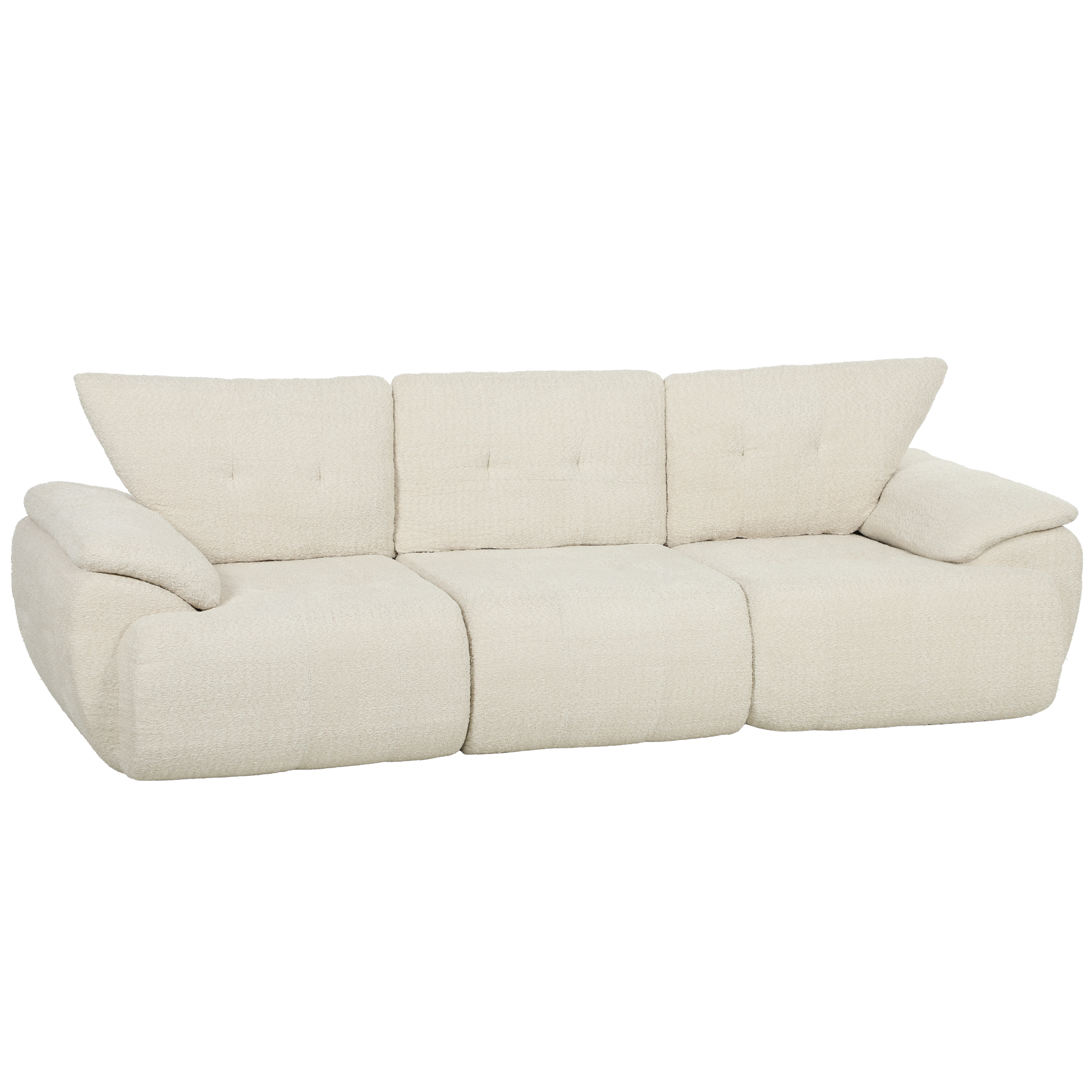 Trivietė modulinė sofa, berėmė, kreminė balta, 260 × 92 × 80 cm