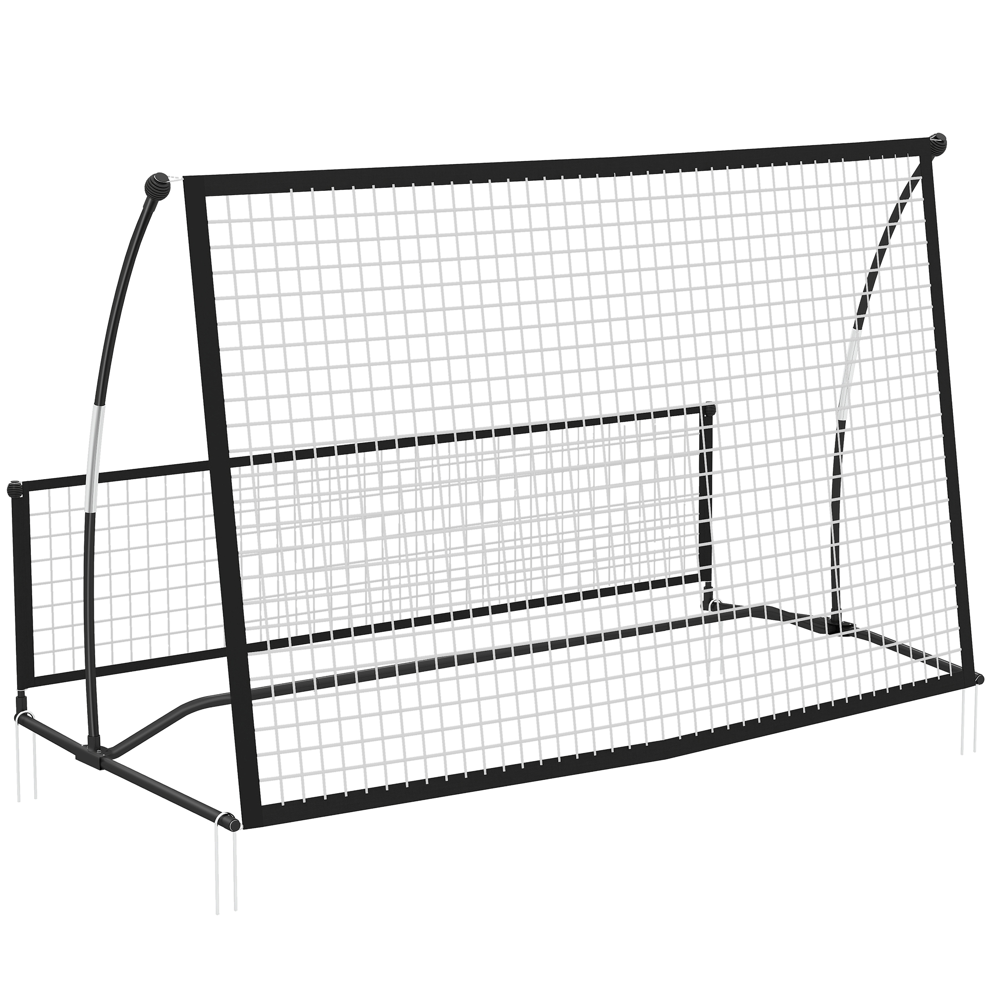 Futbolo atmušimo tinklas, dvipusis, juodas, 200 × 94 × 122/52 cm