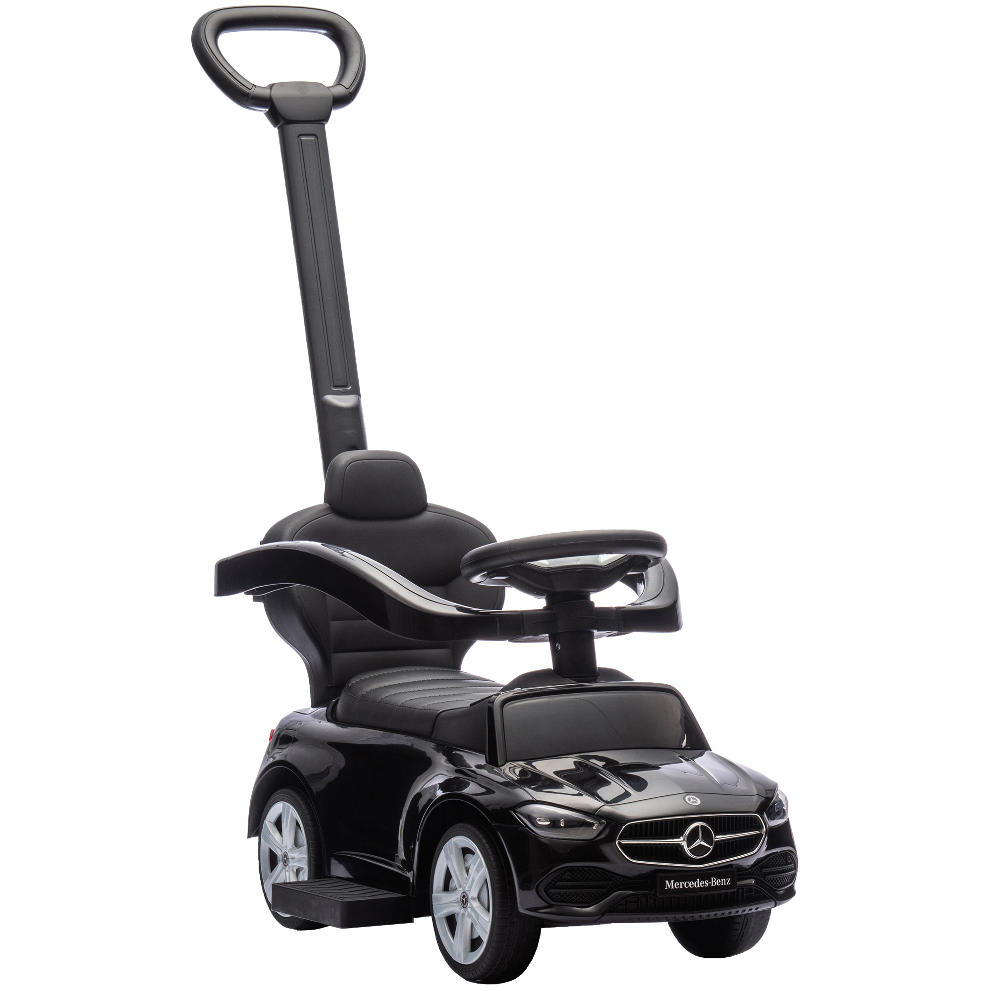 Paspiriama mašinėlė 2 viename, licencijuota Mercedes-Benz C klasės, juoda, 91 × 40 × 83 cm