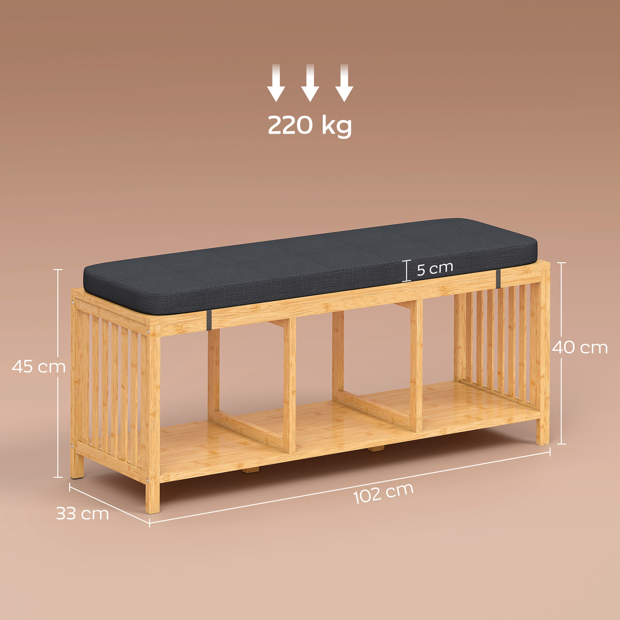 Batų suoliukas 102 × 33 × 45 cm 2