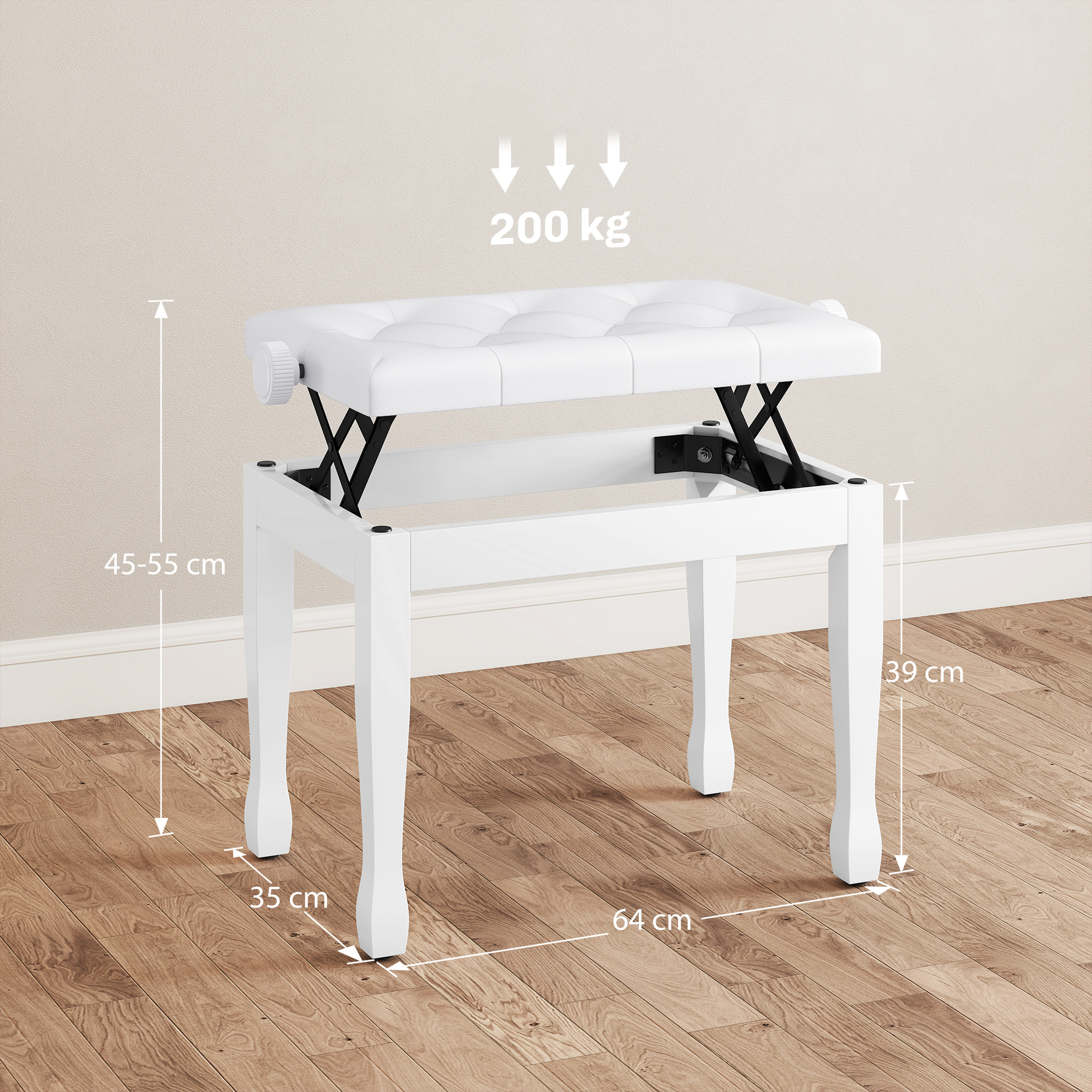 Pianino suoliukas 64 x 35 x 45-55 cm 2