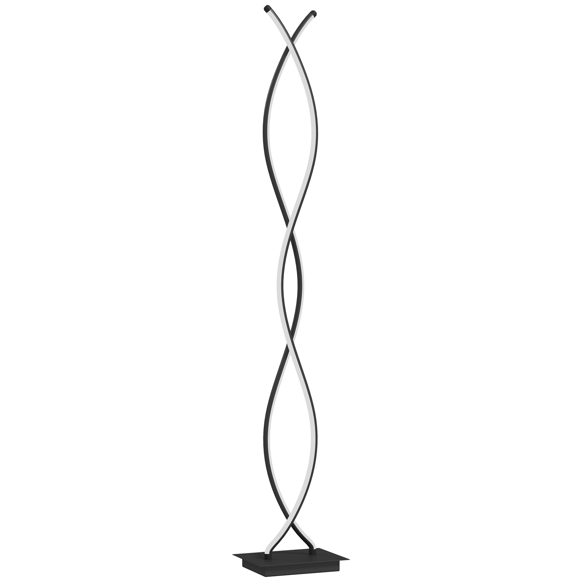 LED pastatomas šviestuvas su dviguba spirale, juodas, 25 × 20 × 144 cm