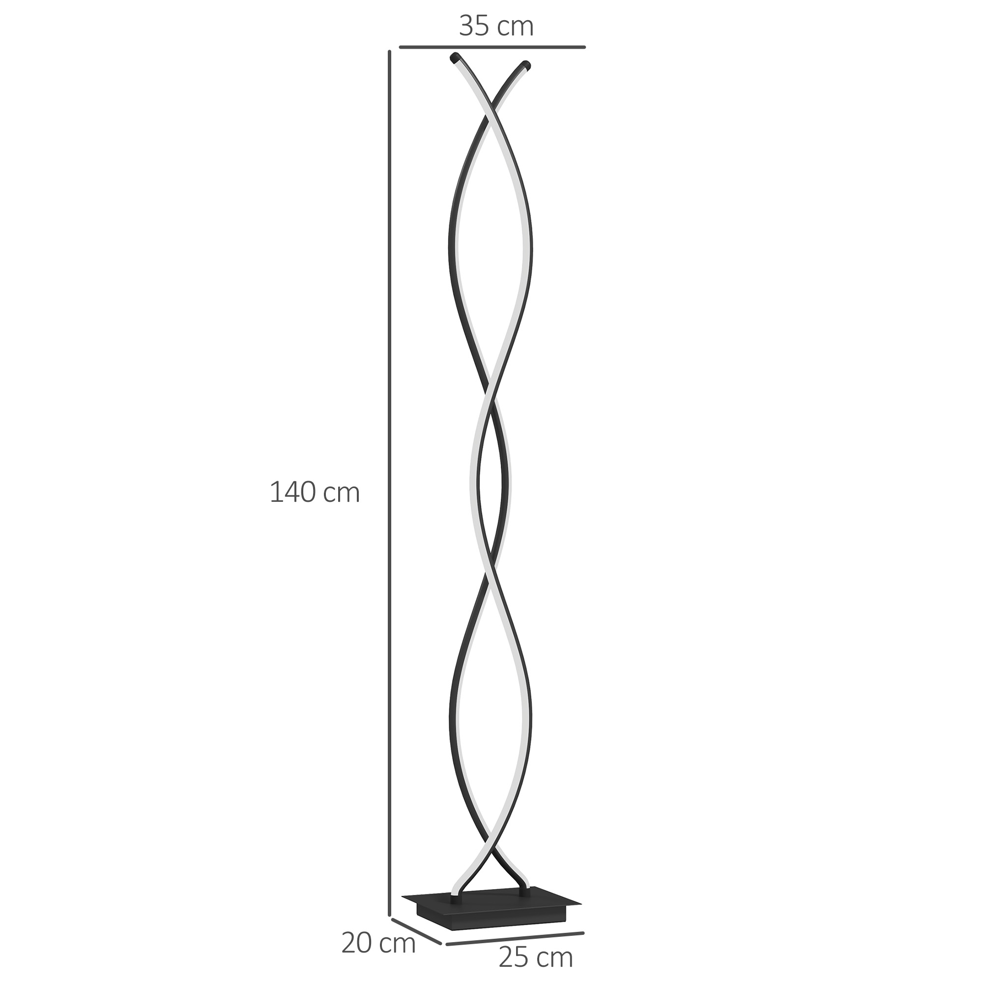 LED pastatomas šviestuvas su dviguba spirale, juodas, 25 × 20 × 144 cm 2