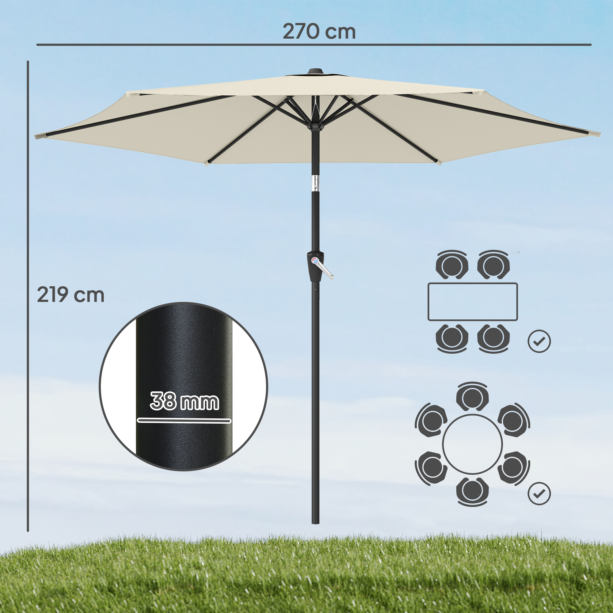 Sodo skėtis Ø270 cm 2