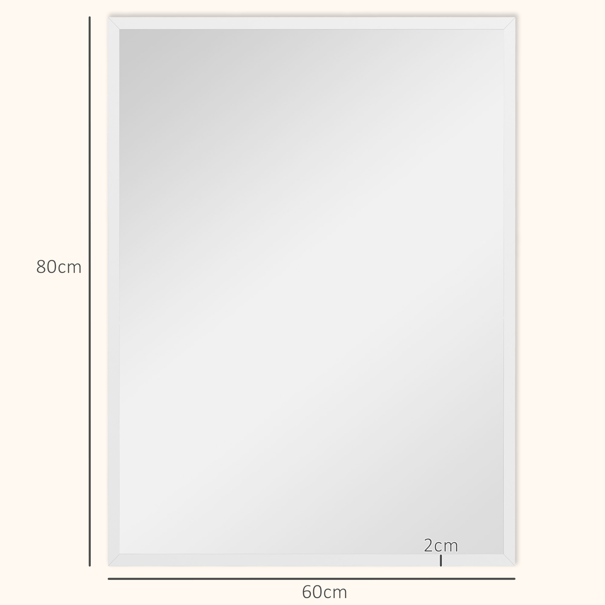 Sieninis veidrodis su MDF rėmu, baltas, 60 × 80 cm 2