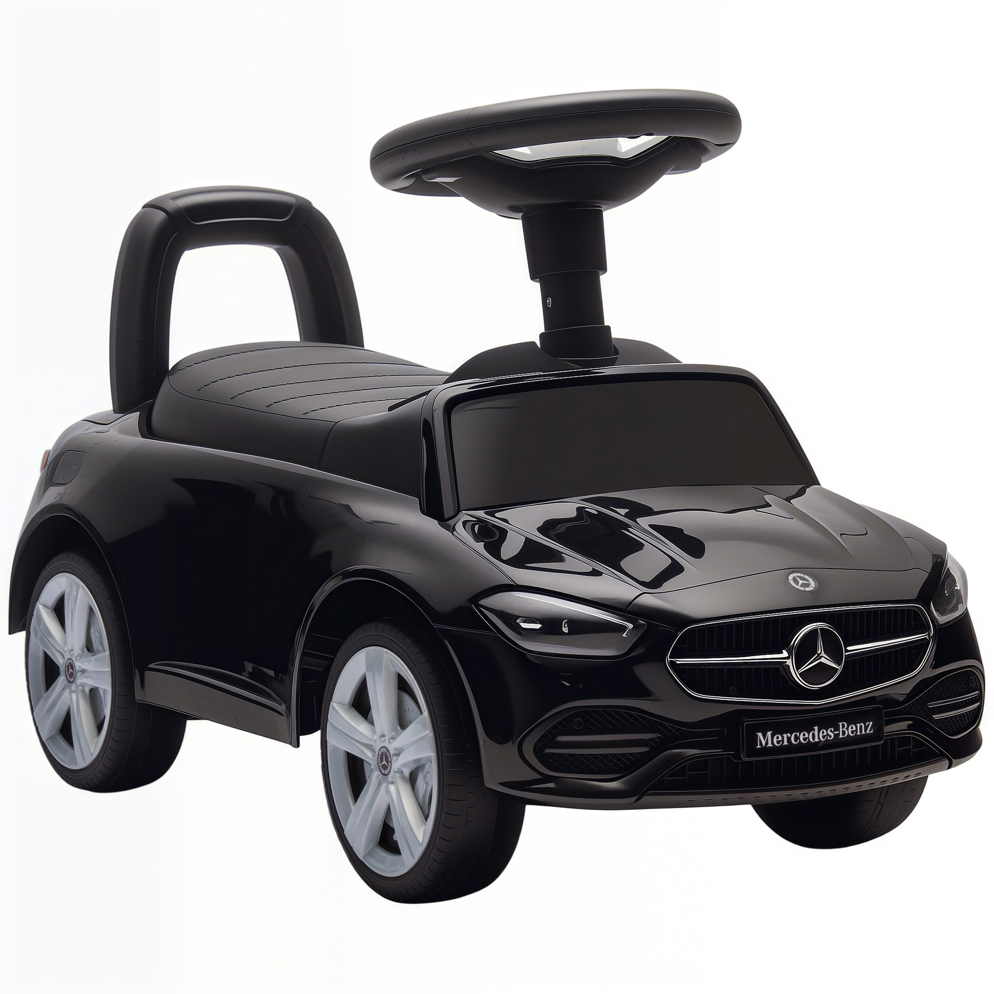 Paspiriama mašinėlė „Mercedes-Benz C-Class“ su garso efektais, juoda, 65 × 28 × 39 cm