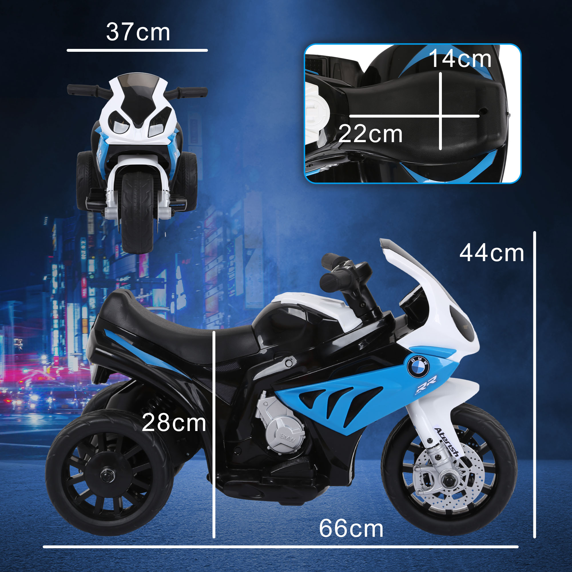 Vaikiškas elektrinis motociklas BMW S1000RR, 6 V, mėlynas, 66 × 37 × 44 cm 2