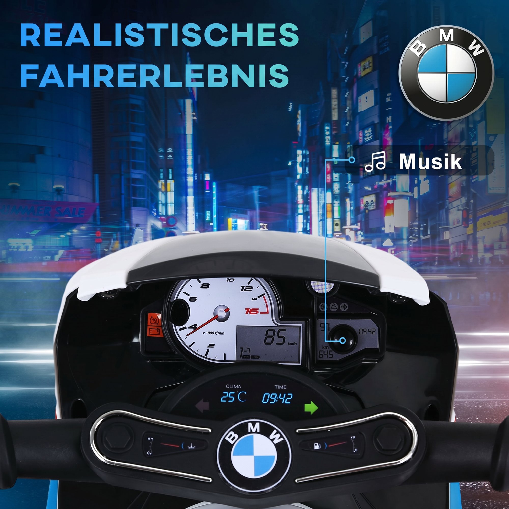Vaikiškas elektrinis motociklas BMW S1000RR, 6 V, mėlynas, 66 × 37 × 44 cm 3