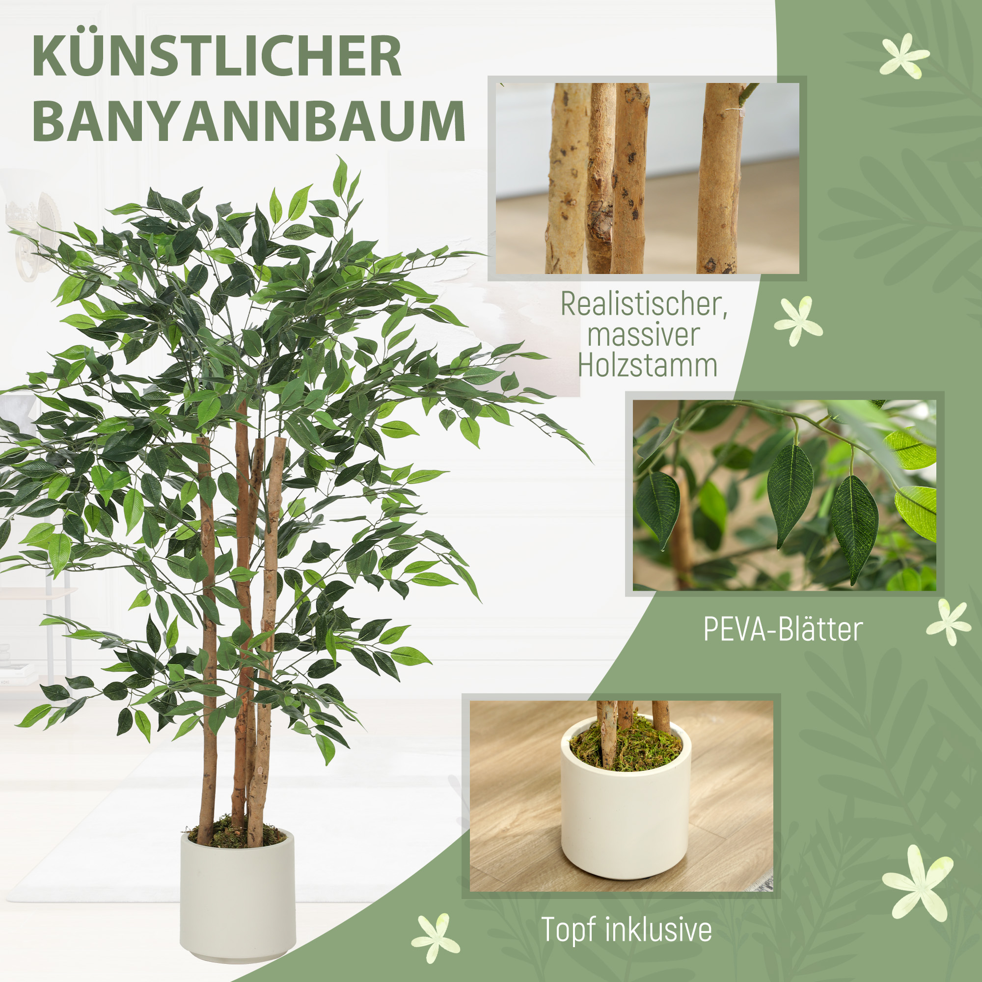 Dirbtinis banyan medis 55 x 55 x 120 cm 3