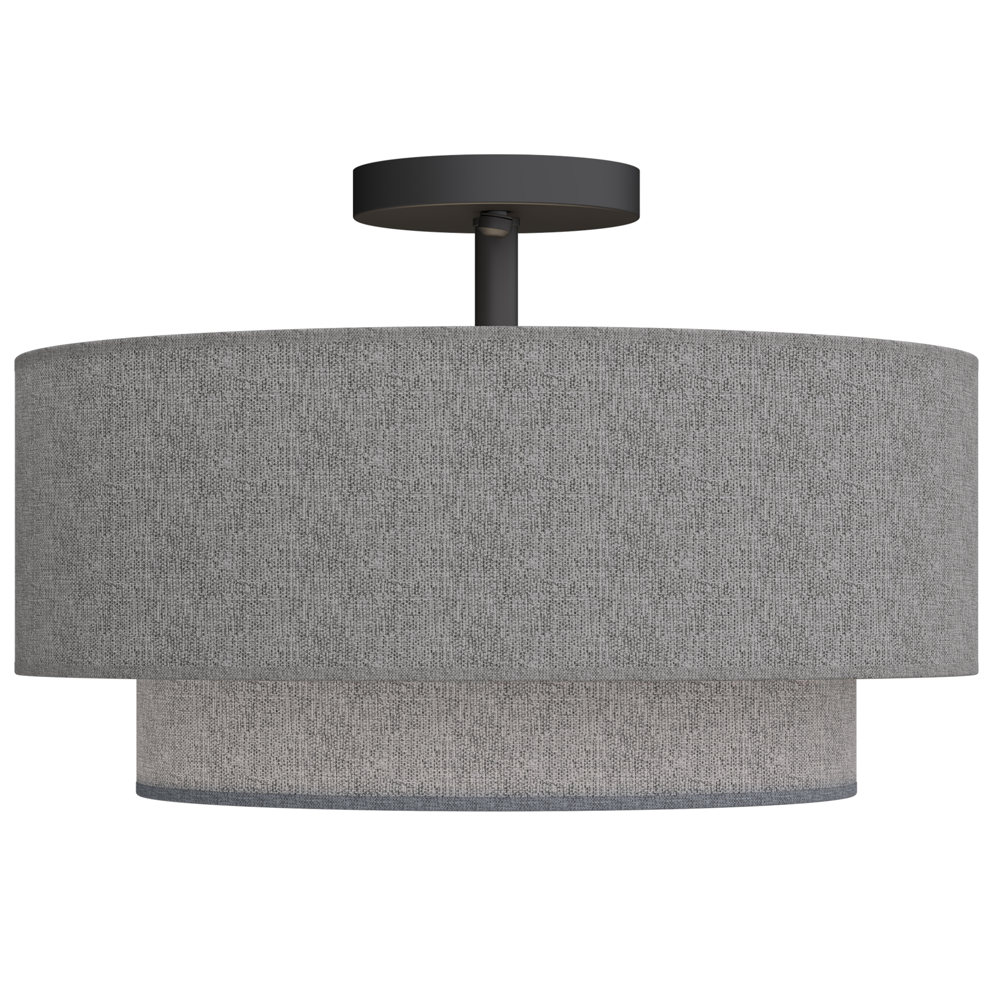 Griestu lampa ar diviem lina auduma abažūriem, pelēkbrūna un melna, 40 × 40 × 26 cm
