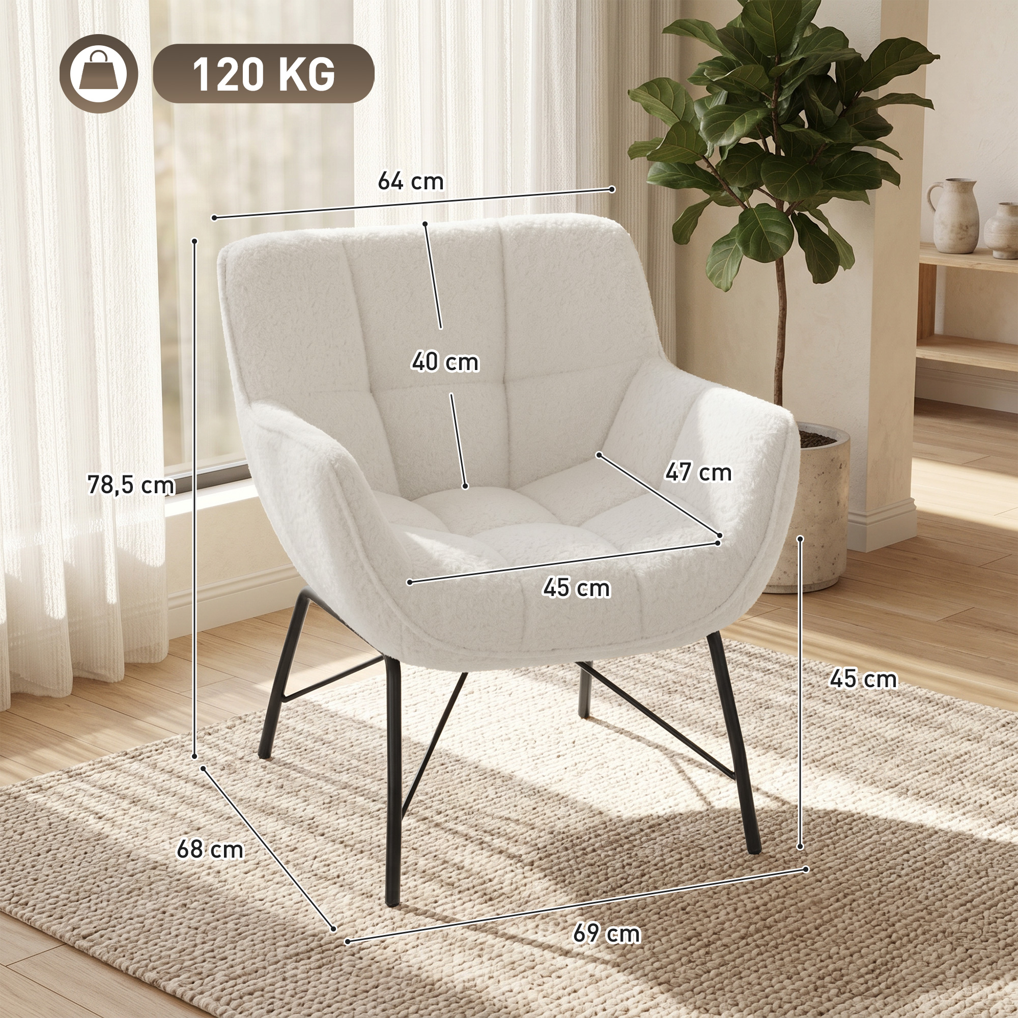 Fotelis kreminės ir juodos spalvos 2