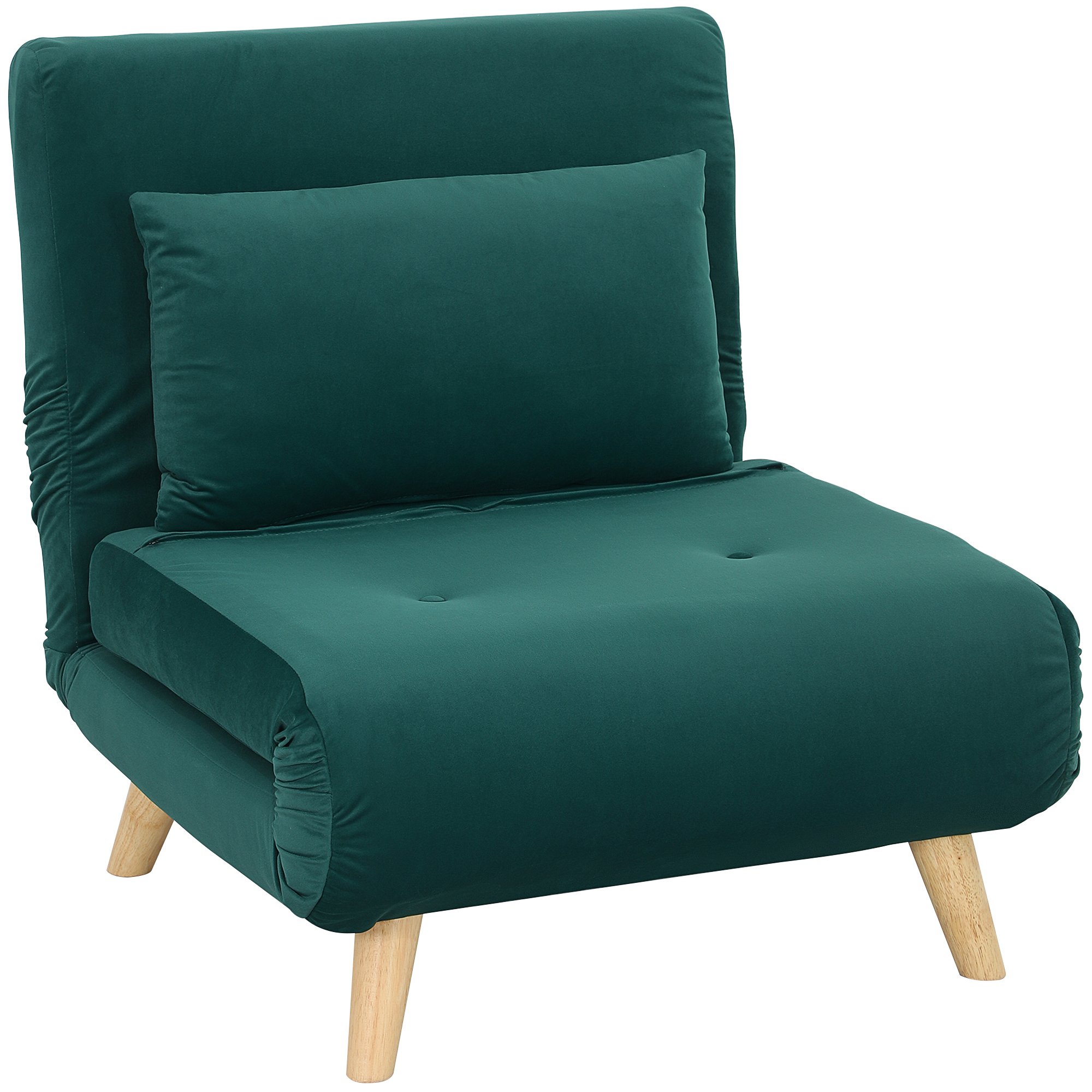 Miegamasis fotelis 3 viename, 6 padėčių atlošas, tamsiai žalias, 72 × 78 × 79 cm