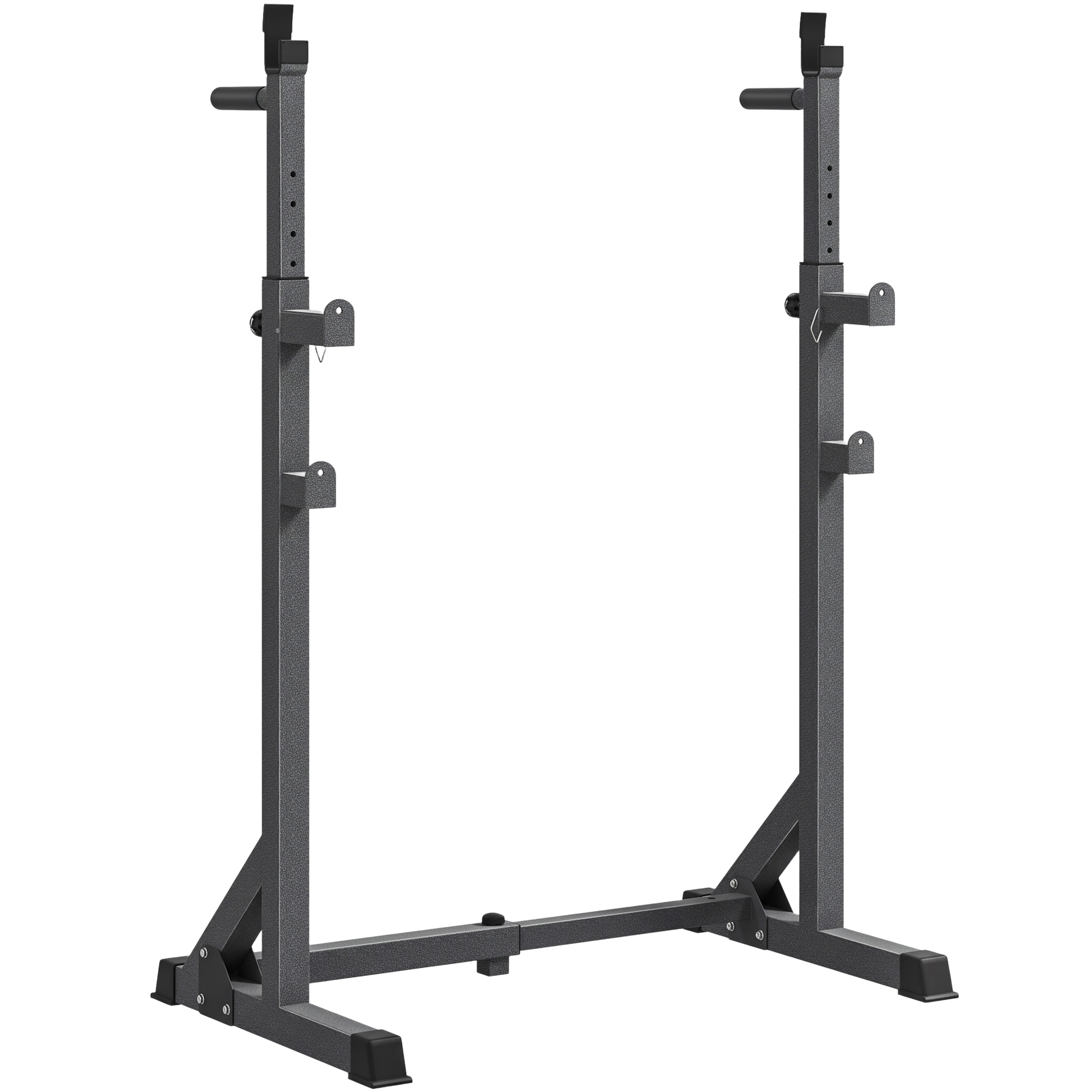 Štangos stovas reguliuojamo aukščio ir pločio, iki 150 kg, juodas, 60–87 × 65 × 121–158 cm