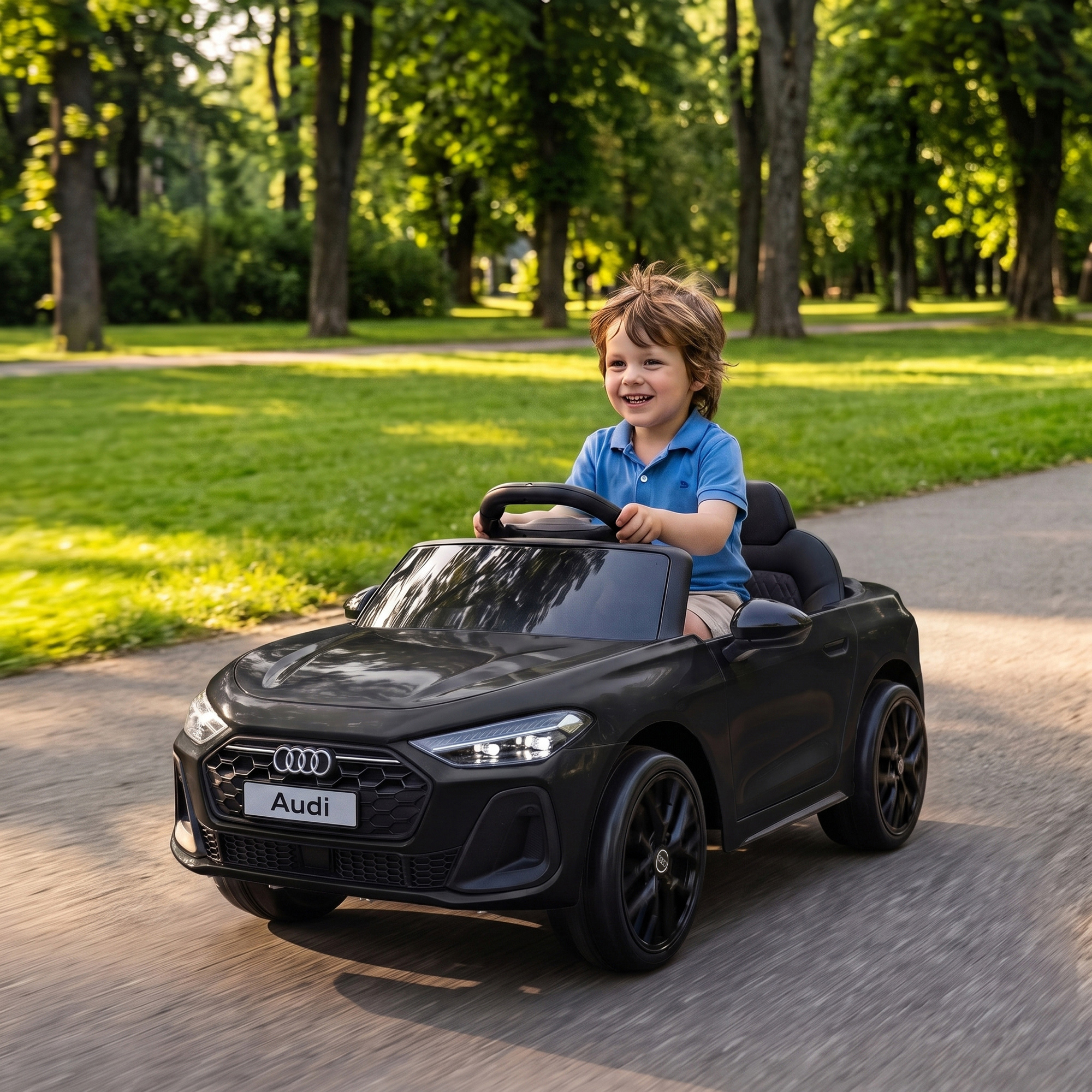 Bērnu elektromobilis Audi A5L ar tālvadības pulti, melns, 101 × 55 × 43 cm