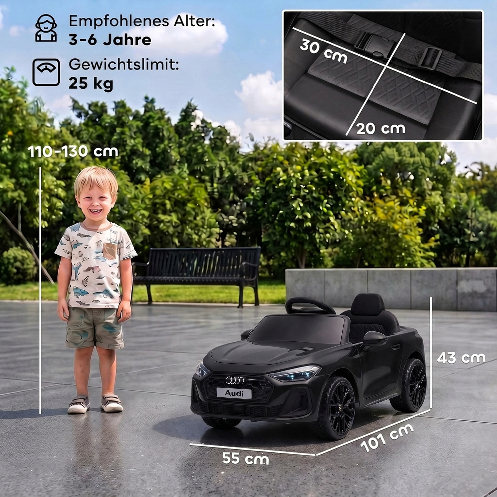 Bērnu elektromobilis Audi A5L ar tālvadības pulti, melns, 101 × 55 × 43 cm 2