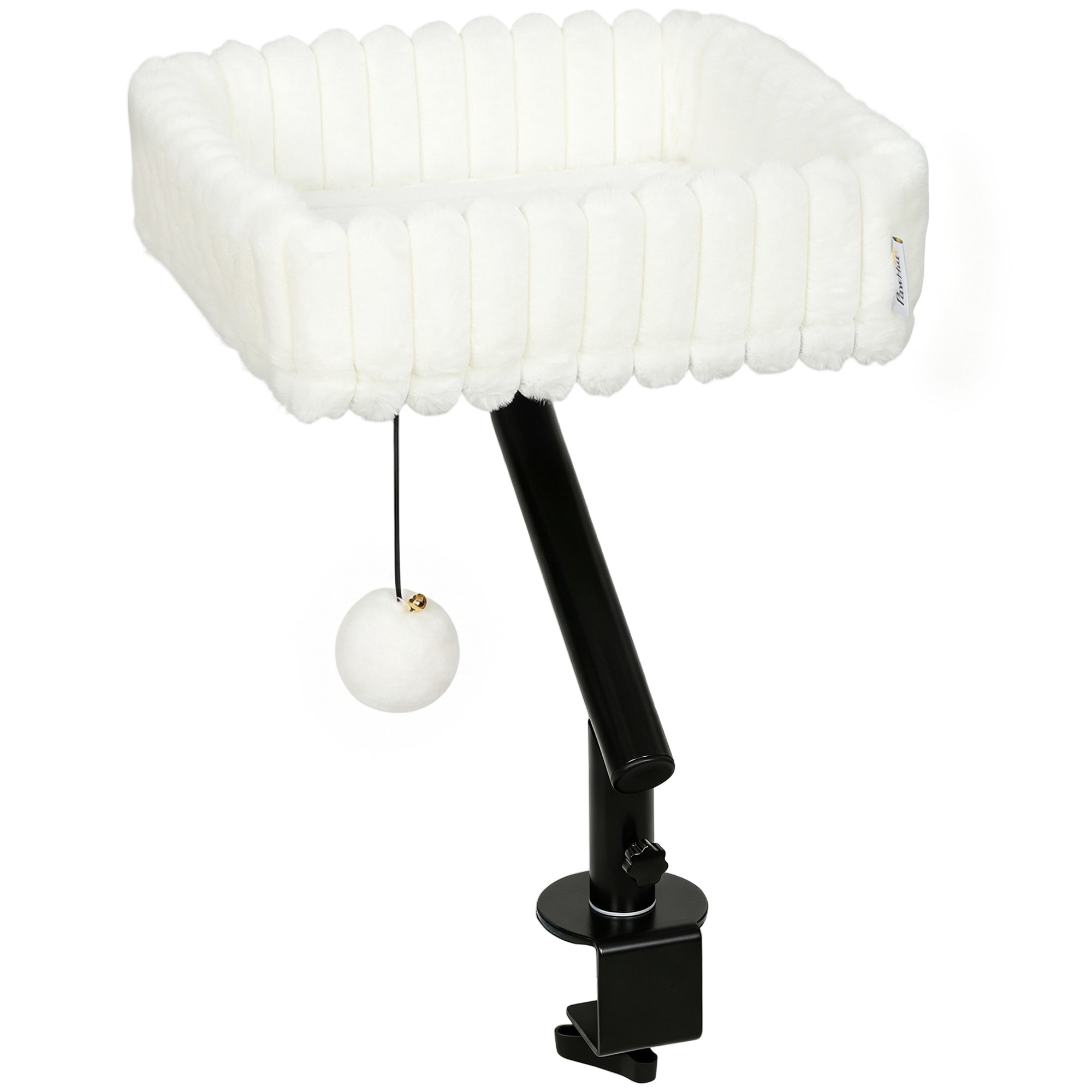 Katės guolis su reguliuojamu spaustuku ir 360° pasukamu laikikliu, baltas ir juodas, 35 × 35 × 50 cm