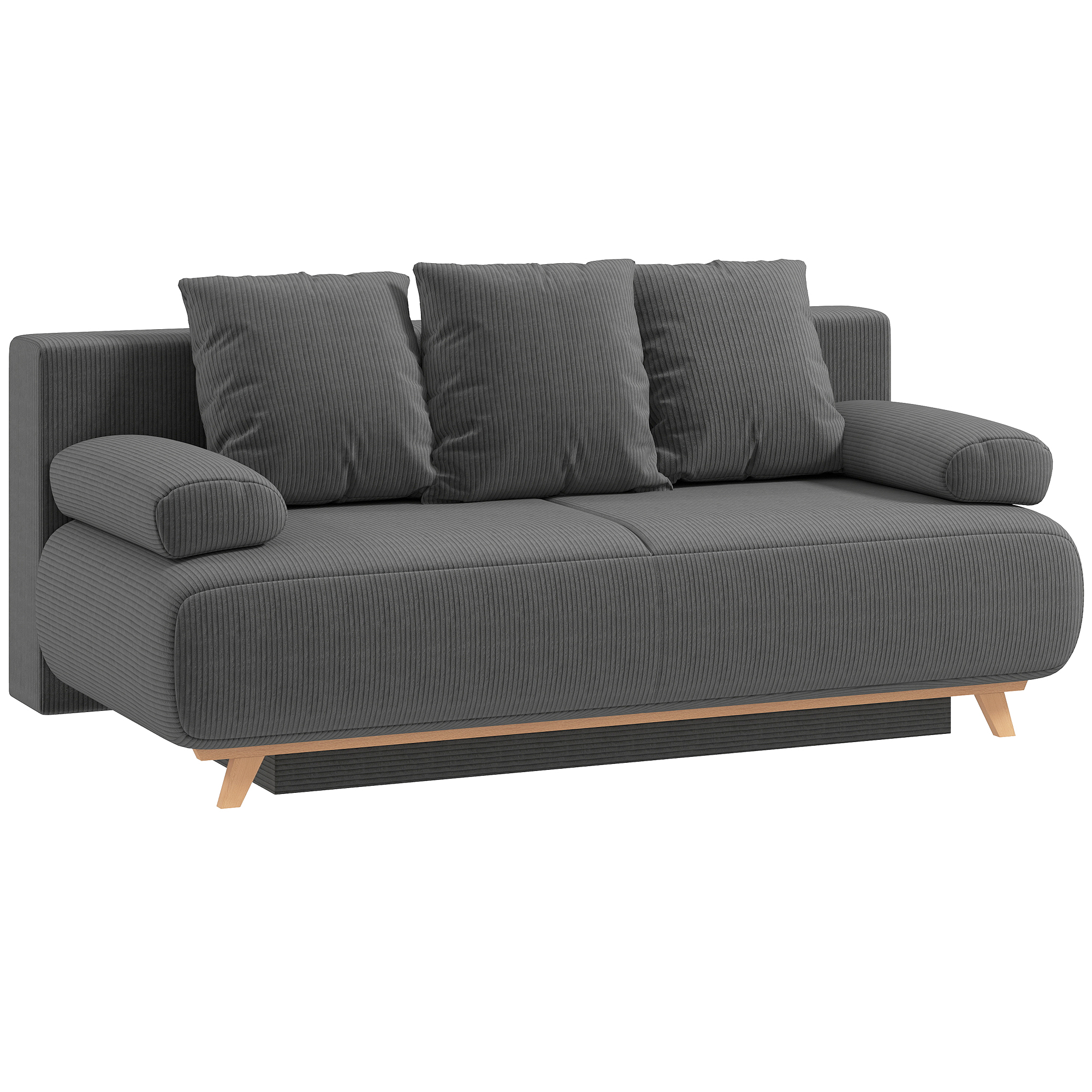 Sofa-lova su patalynės dėže ir velveto apmušalu, pilka, 188 × 100 × 84 cm