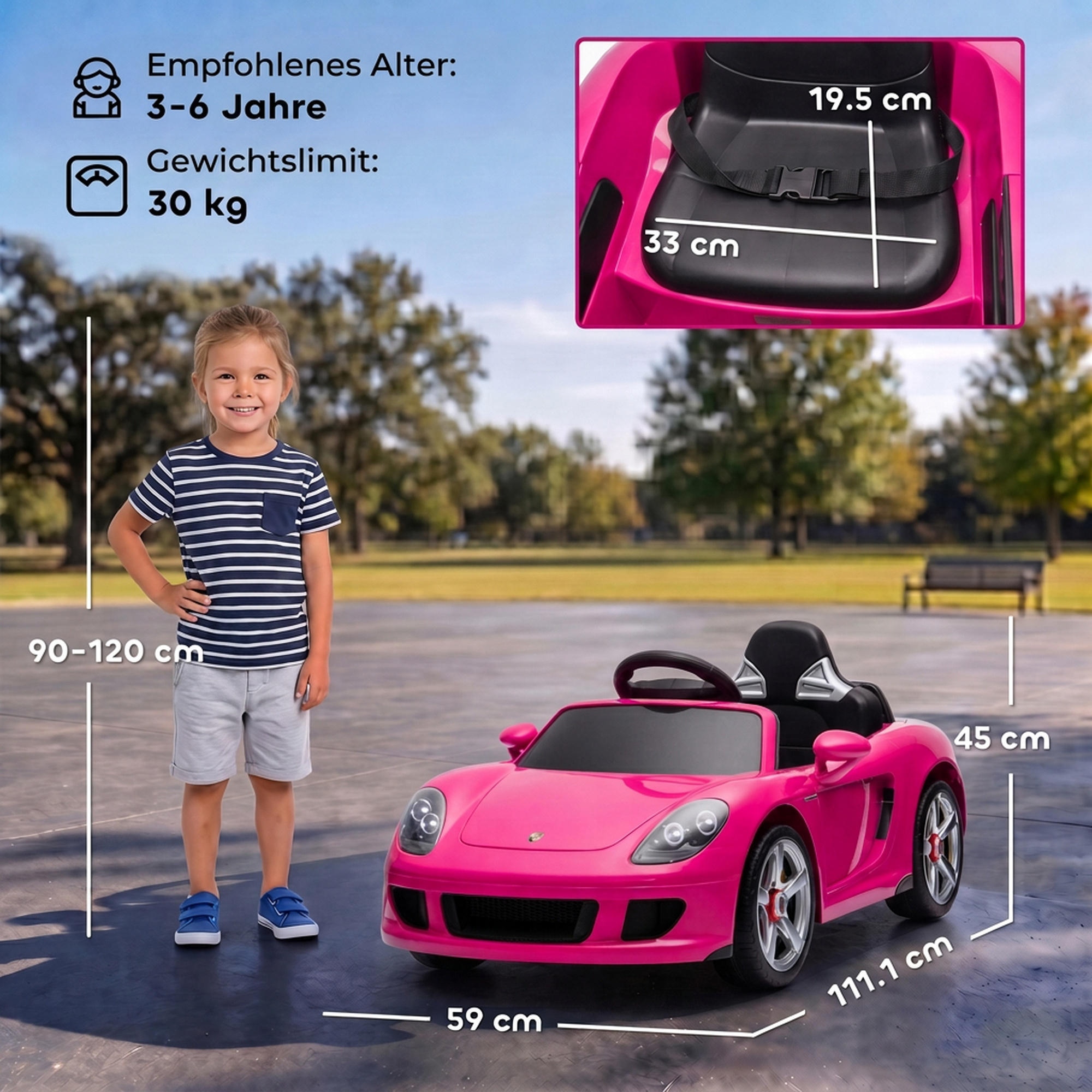 Vaikiškas elektromobilis Porsche Carrera GT su nuotoliniu valdymu, rožinis/juodas, 111,1 × 59 × 45 cm 2