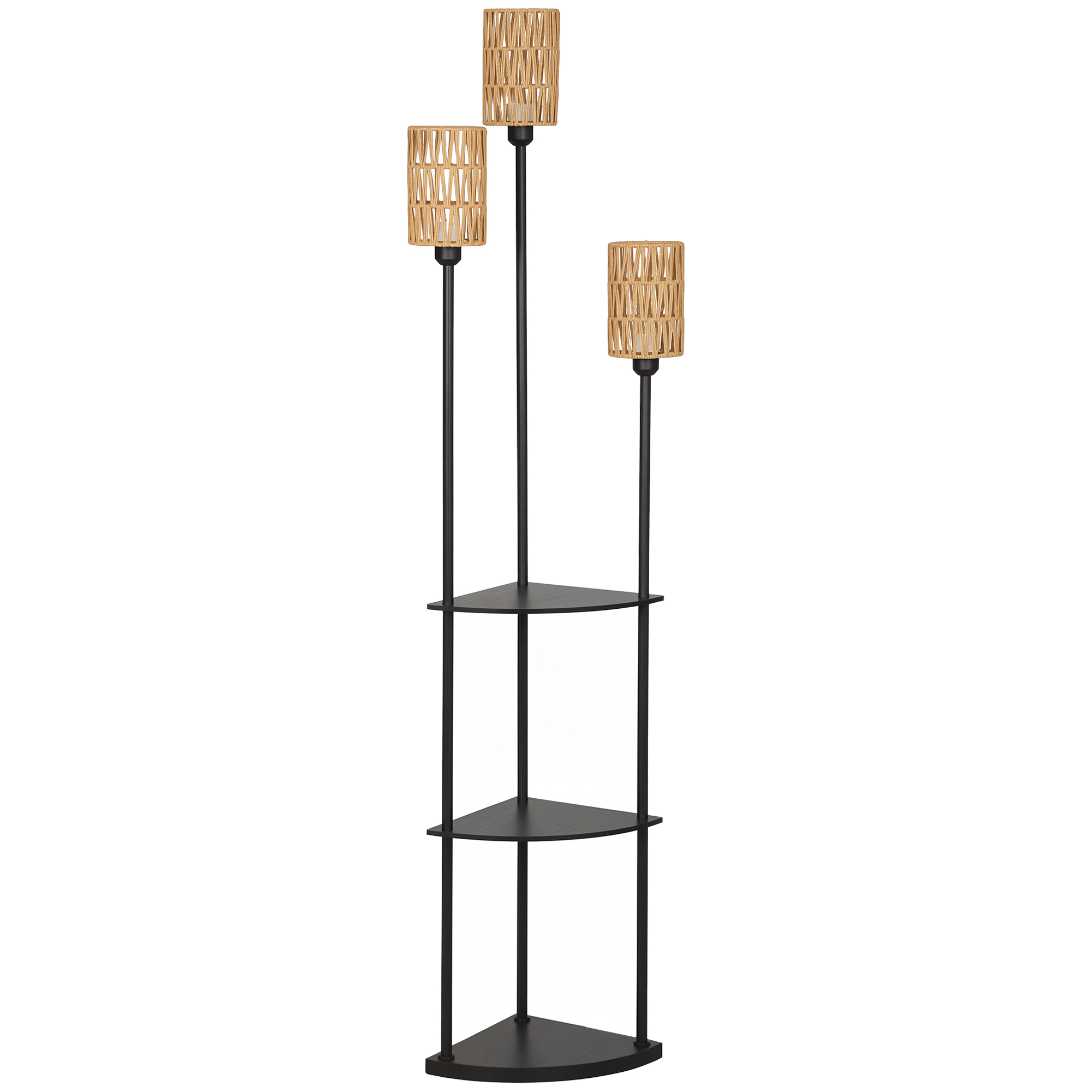 Grīdas lampa ar 3 plauktiem un