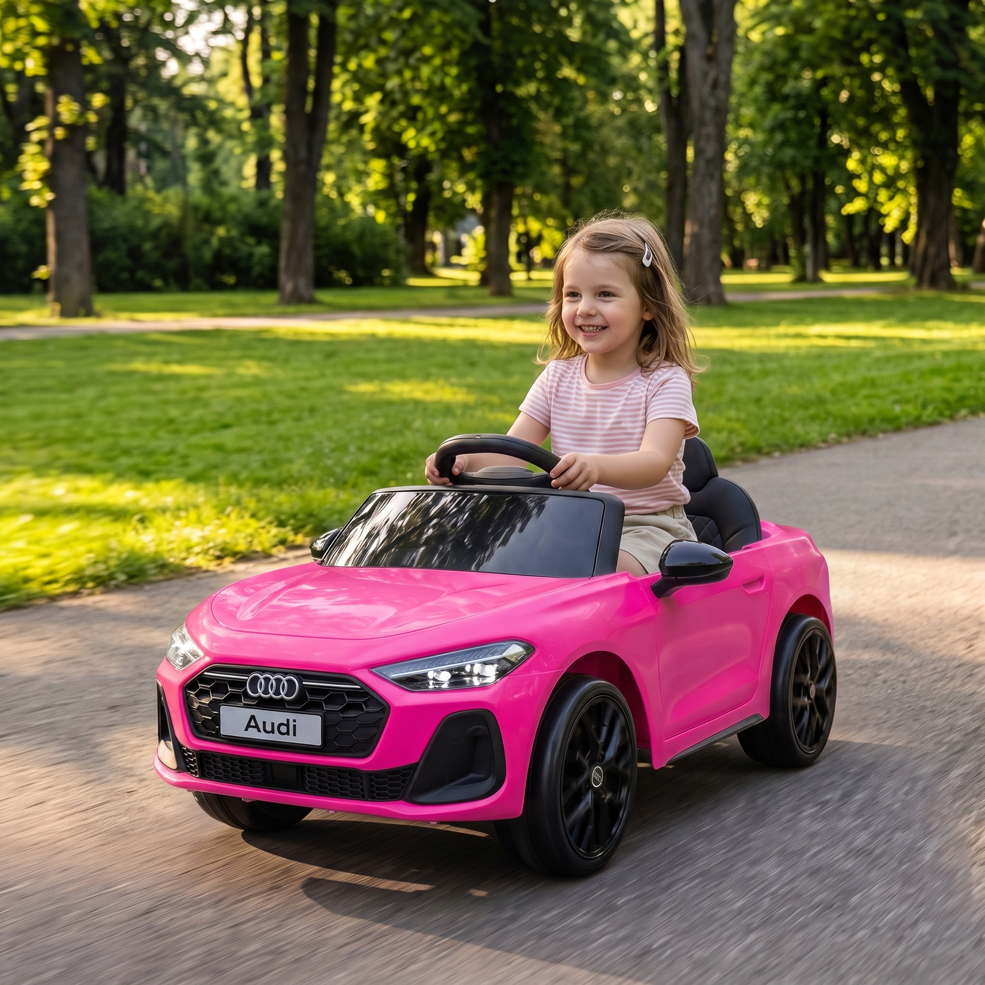 Bērnu elektromobilis licencēts Audi A5L ar 2,4 GHz tālvadības pulti, rozā, 101 × 55 × 43 cm
