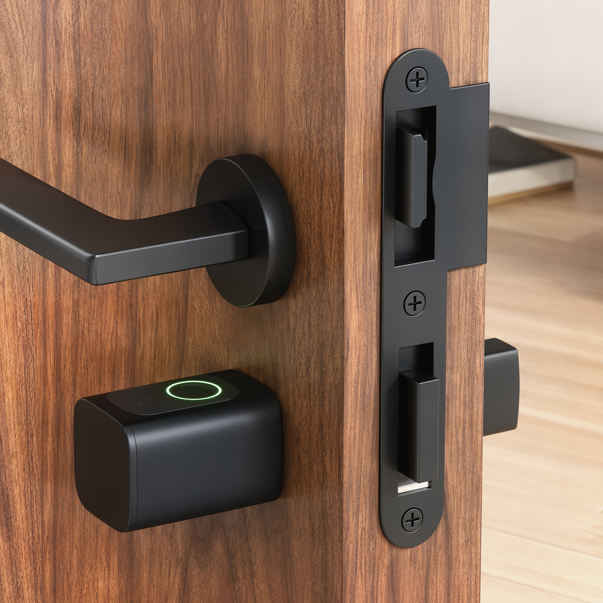 Viedais durvju cilindrs ar pirkstu nospiedumu lasītāju un Bluetooth, melns / sudraba, 4,2 × 4,2 × 16 cm