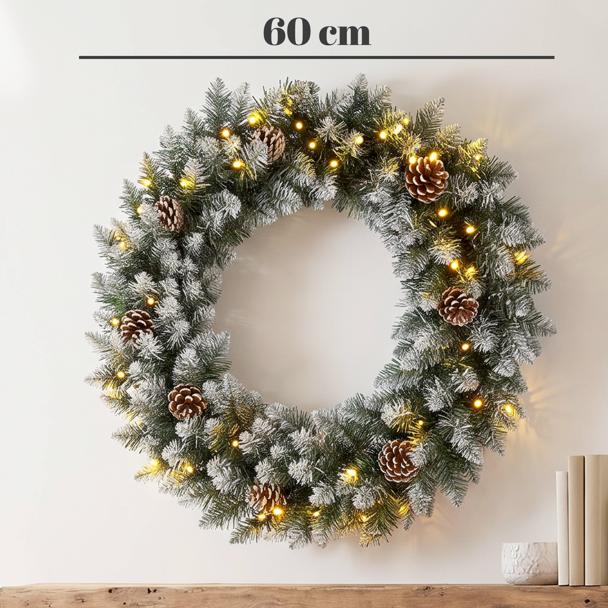 Ziemassvētku vainags ar 50 LED lampiņām, zaļš, Ø 60 cm 2