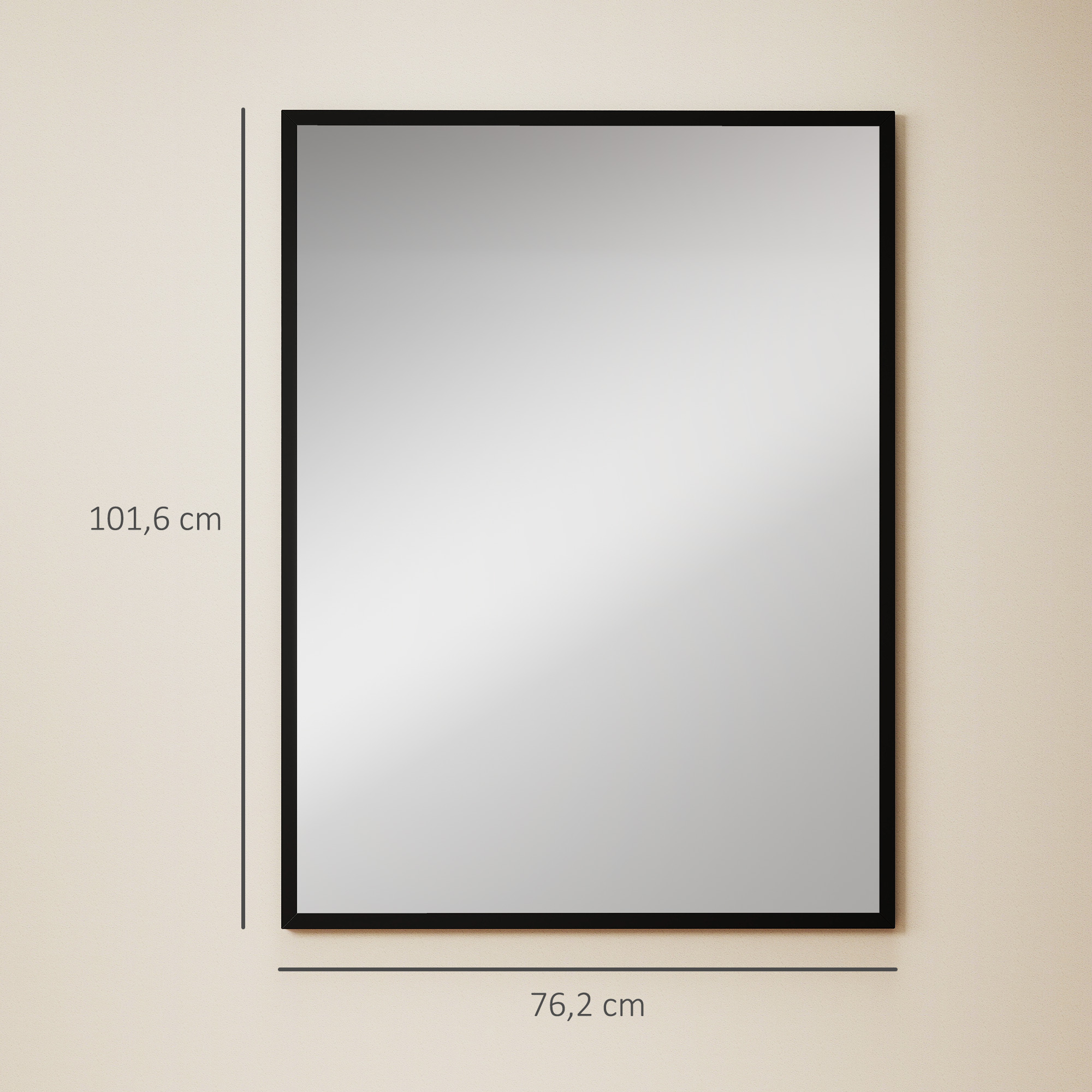 Sieninis veidrodis su MDF rėmu, juodas, 76,2 × 101,6 cm 2