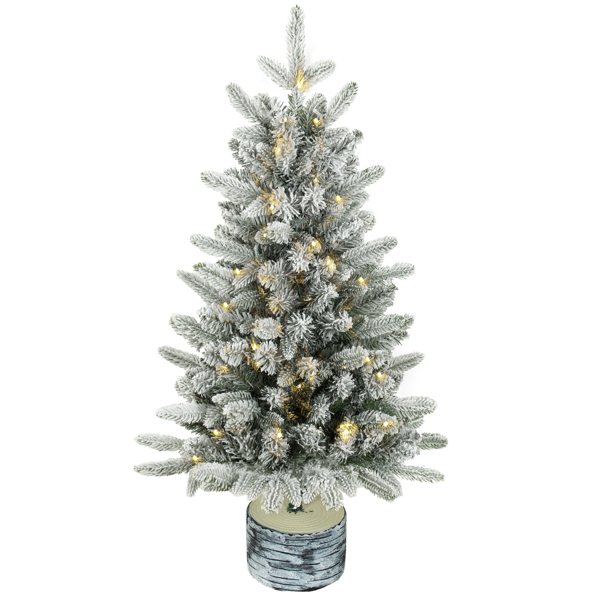Dirbtinė kalėdinė eglutė su sniego efektu ir 50 LED, žalia/balta, Ø45 × 90 cm
