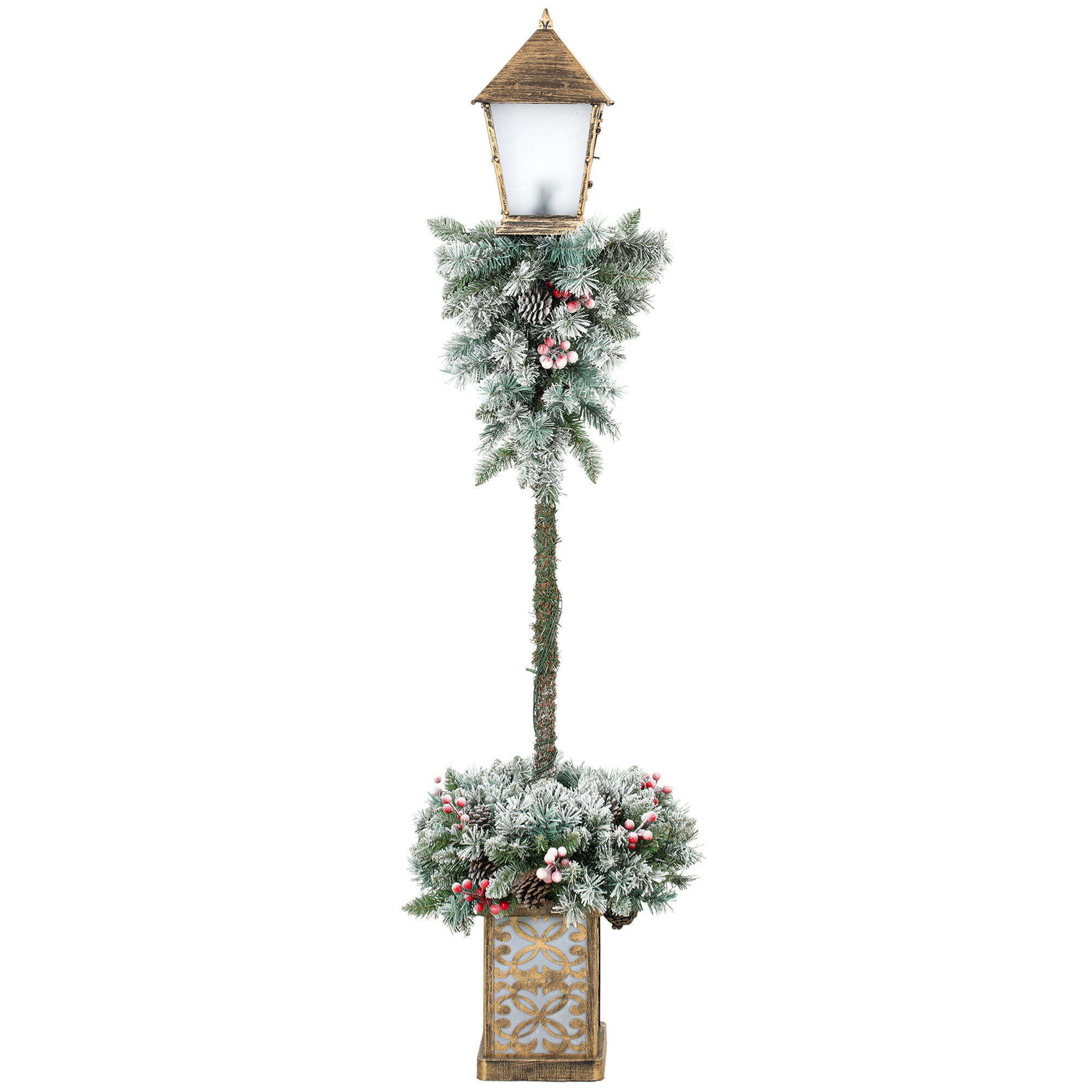 Kalėdinis lauko žibintas su 50 daugiaspalvių LED, žalias ir baltas, 43 × 43 × 150 cm