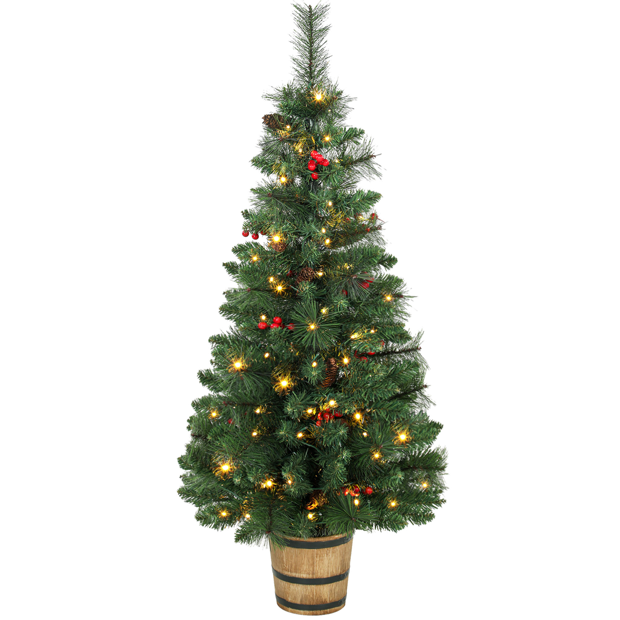 Dirbtinė kalėdinė eglutė su LED apšvietimu ir dekoracijomis, žalia, 120 cm