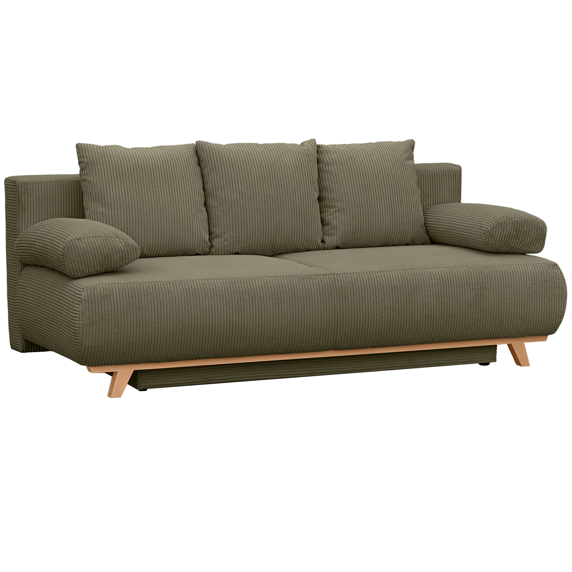 Trivietė sofa-lova, tamsiai žalia, 188cm