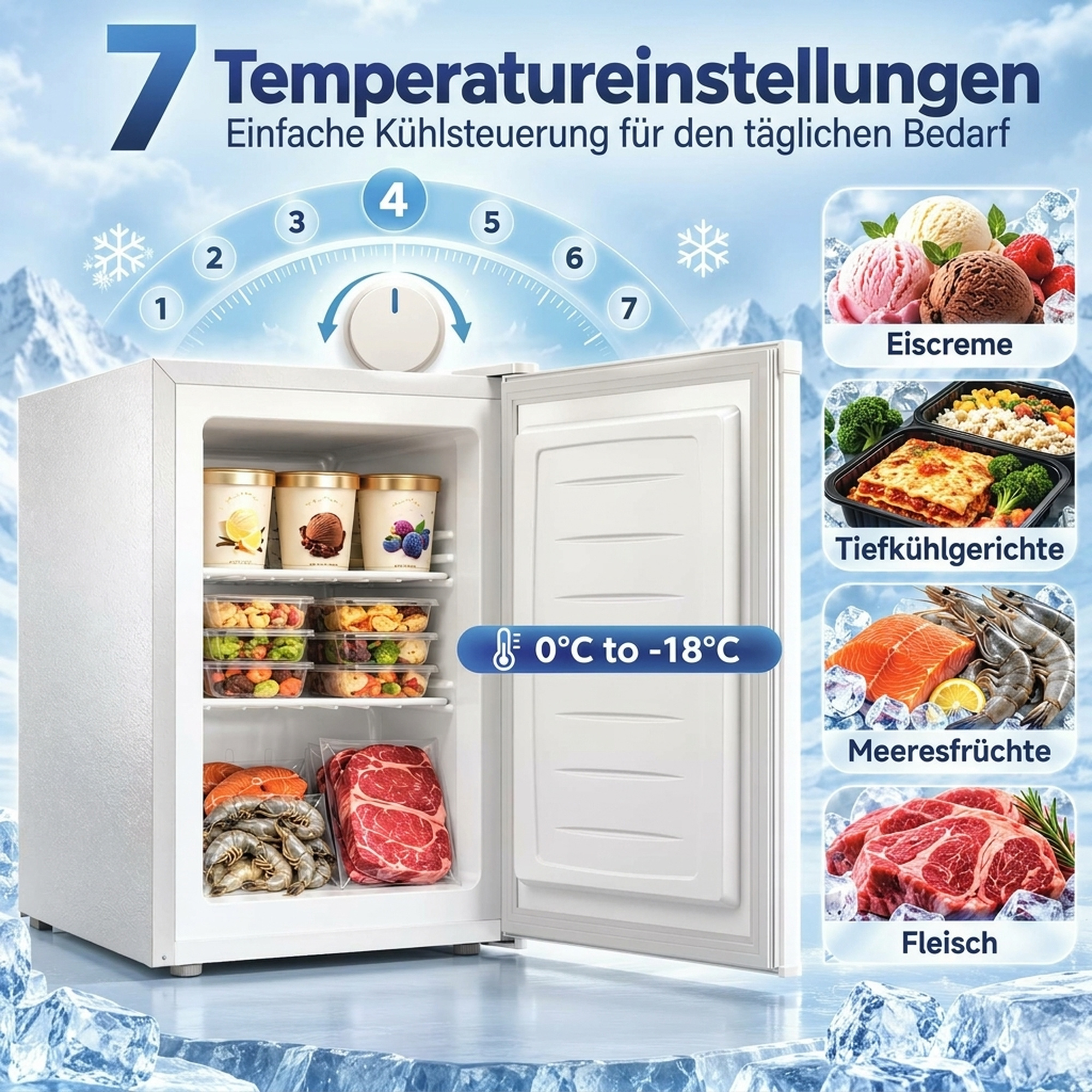 Mini šaldiklis 59,1 l, keičiamo atidarymo krypties, baltas, 44,5 × 54,5 × 63,5 cm 3
