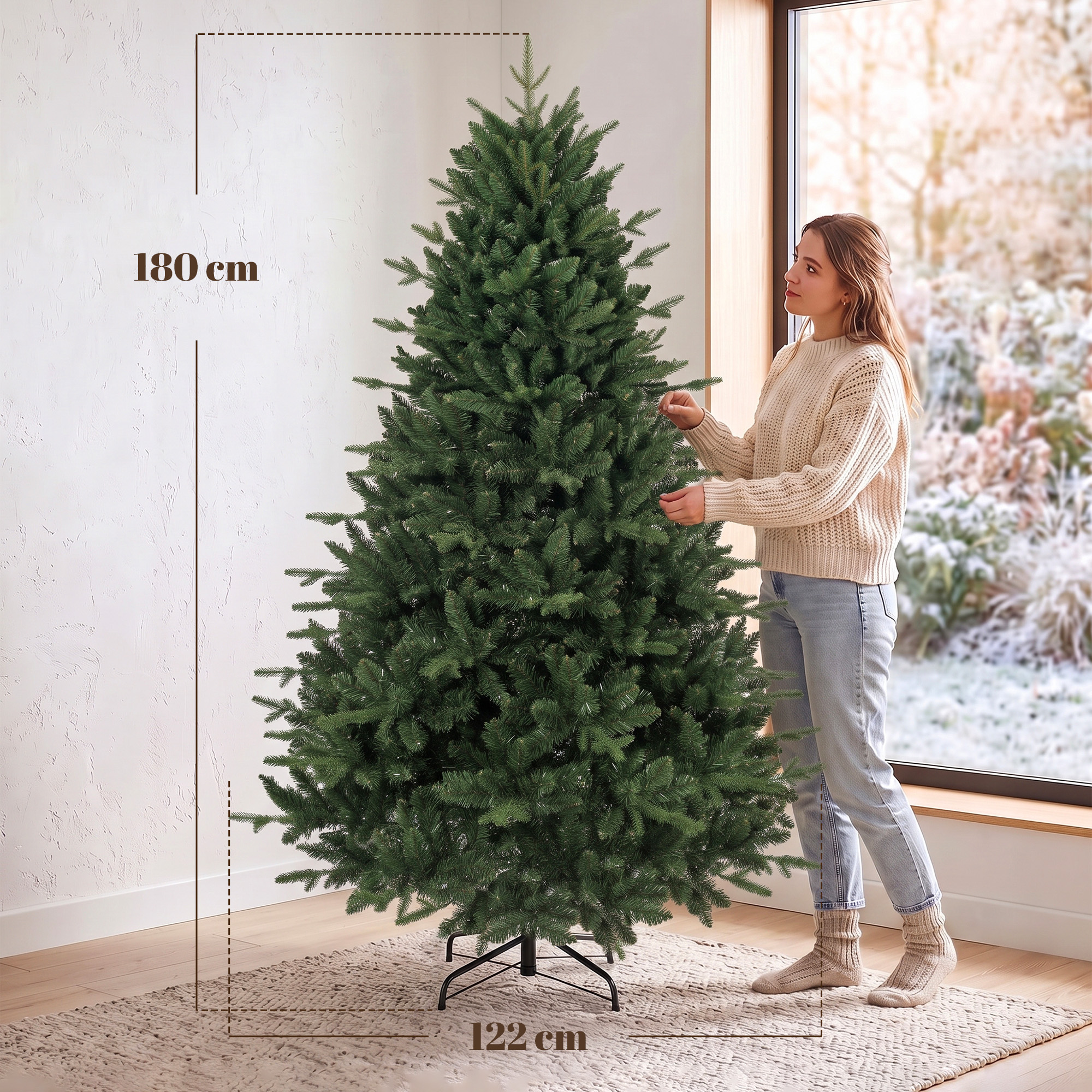 Dirbtinė kalėdinė eglutė su 1237 šakelėmis ir metaliniu stovu, žalia, 180 cm 2