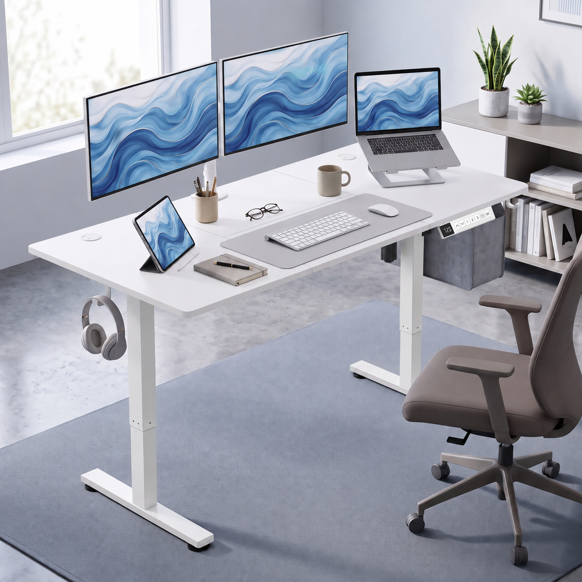 Elektrisks regulējama augstuma rakstāmgalds, 140 x 70 x 72–120 cm