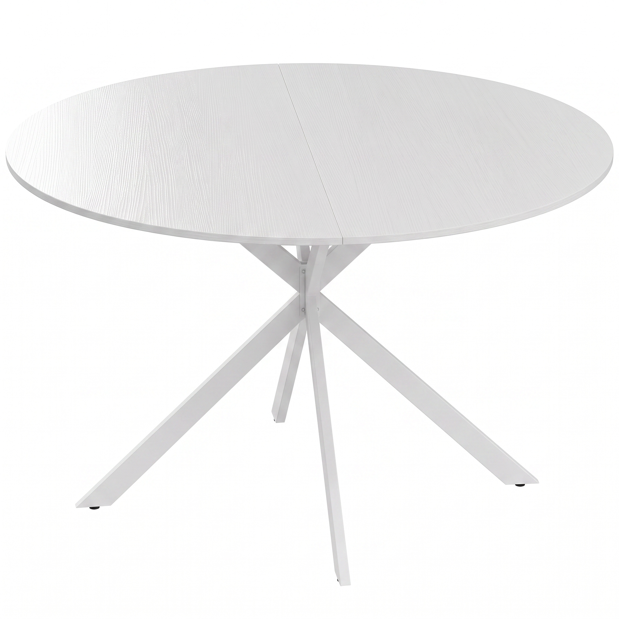 Valgomojo stalas, apvalus, su plieninėmis kojomis, baltas, Ø 120 × 75 cm