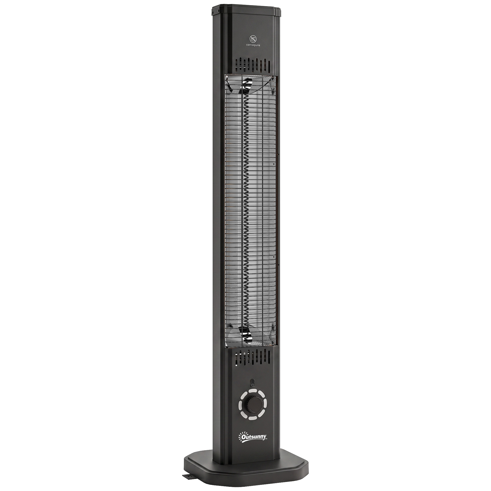 Infraraudonųjų spindulių šildytuvas 2000 W, juodas, 30,5 × 25 × 104,6 cm