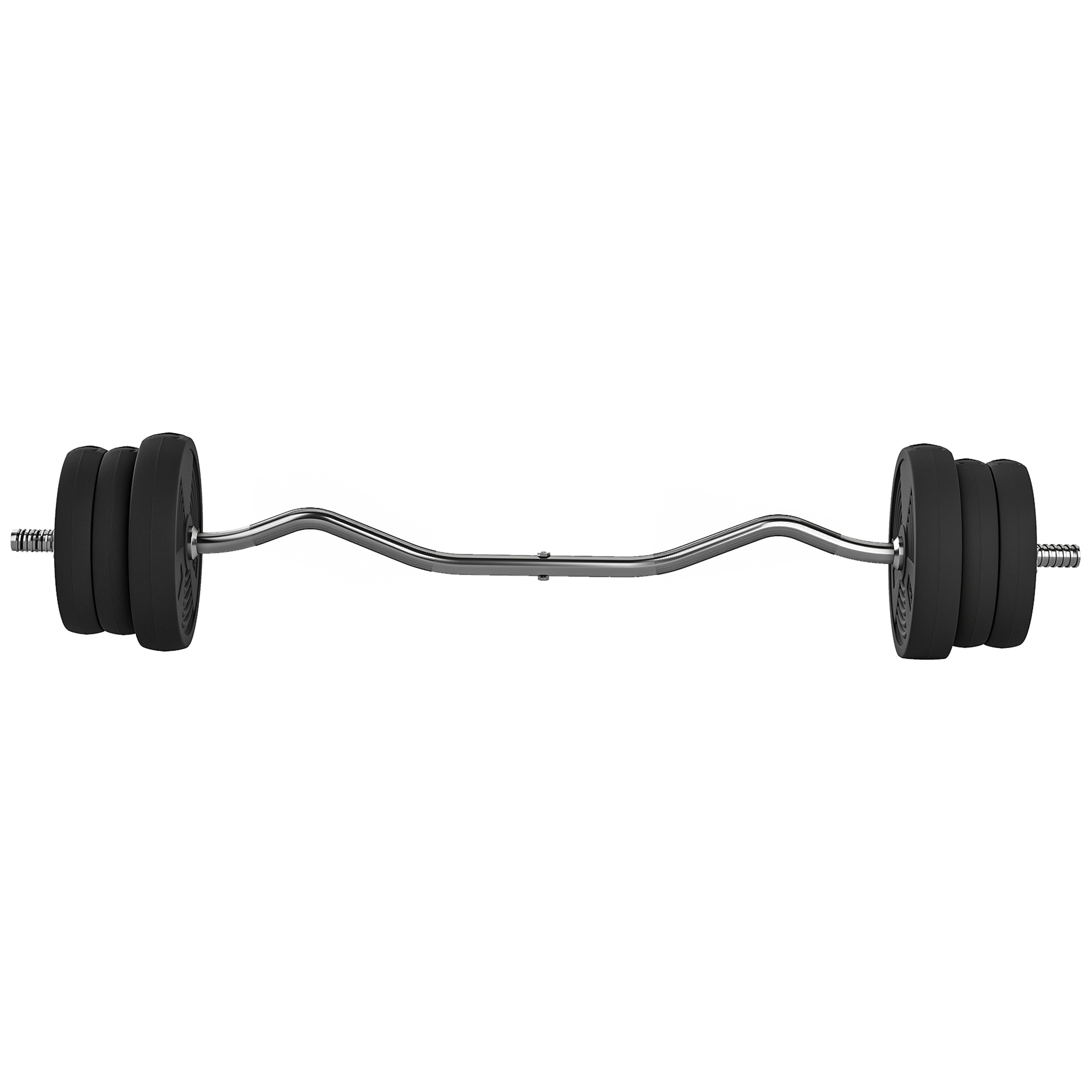 Štangos komplektas su lenkta neslystančia štanga, juodas, 120 cm, 25 kg