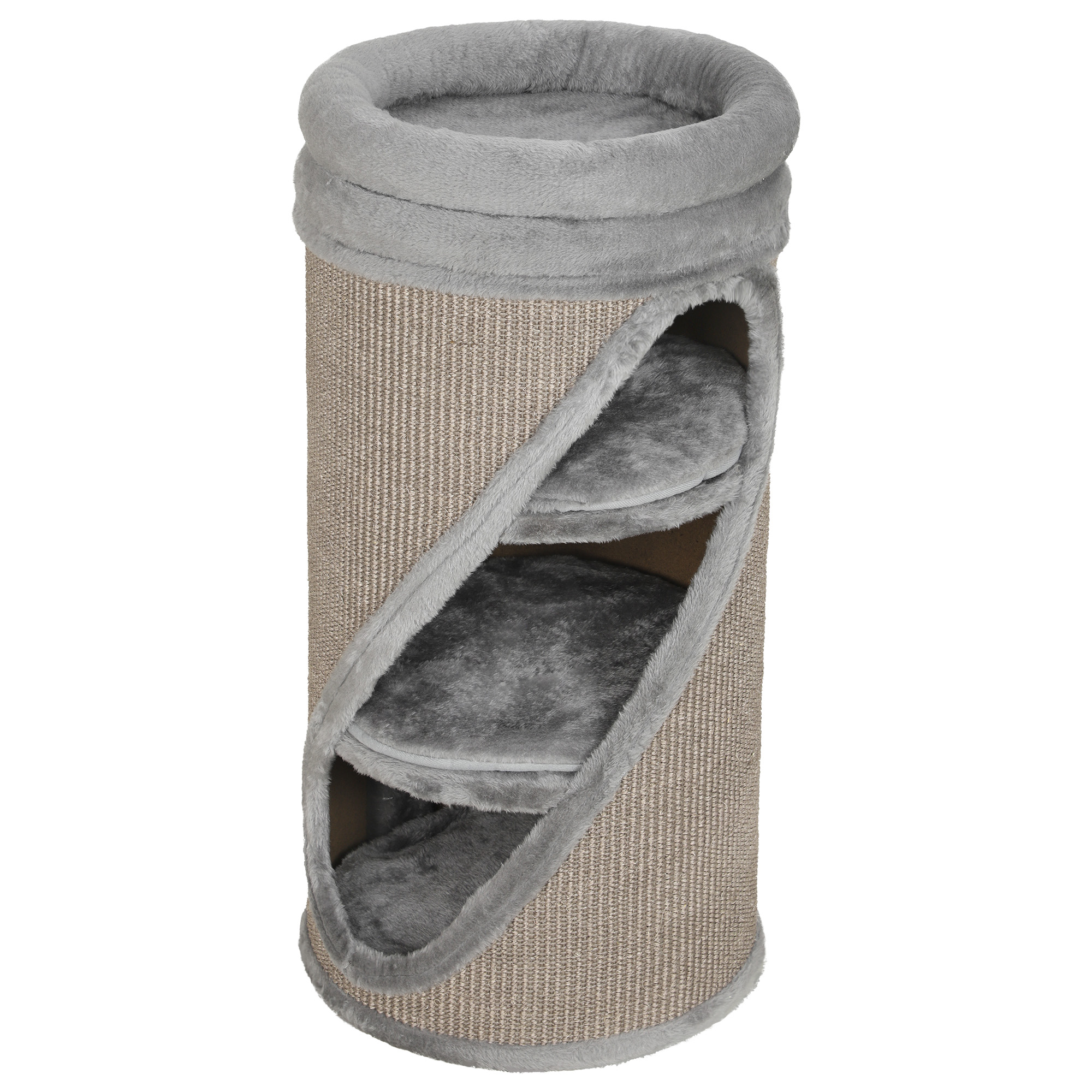 Kaķu skrāpējamais tornis, 4 stāvu, ar mazgājamu guļvietu, pelēks, 75 cm
