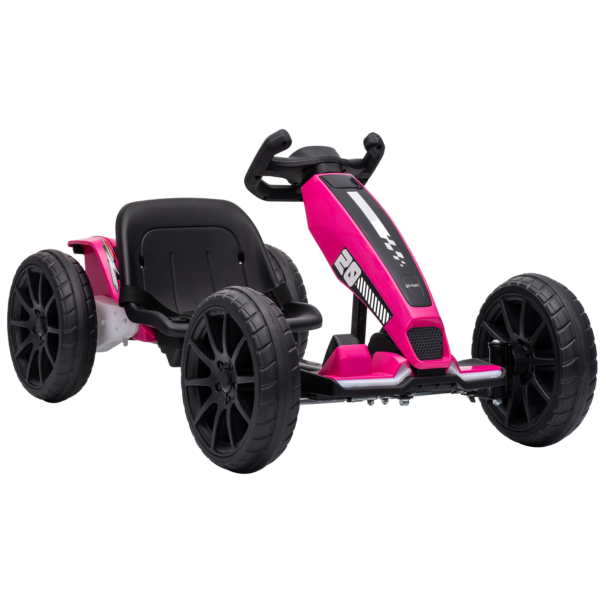 Elektriskais kartings ar regulējamu garumu un 2 motoriem, rozā/melns, 98 × 55,5 × 46,5 cm