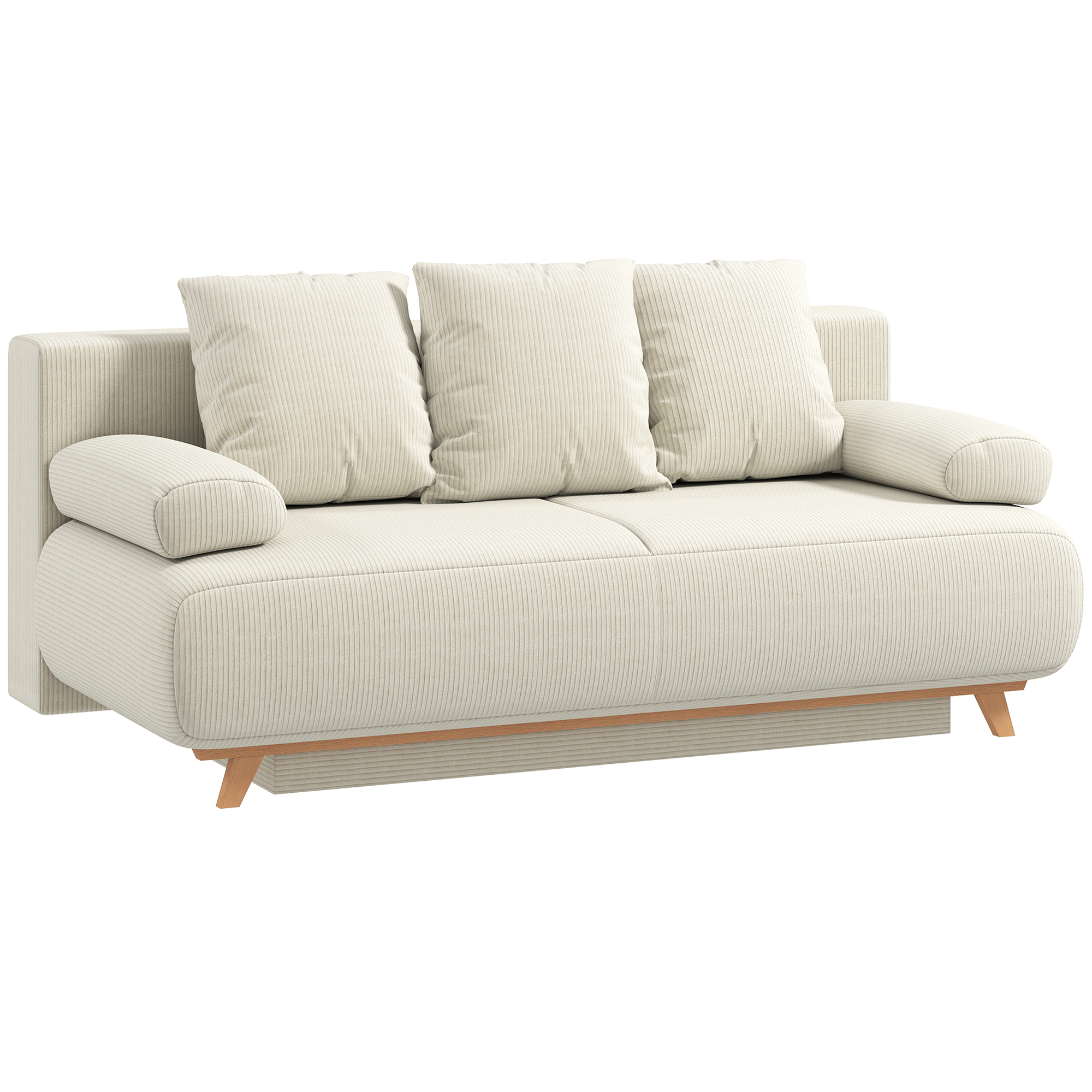 Sofa-lova su patalynės dėže, smėlio spalvos, 188 × 100 × 84 cm