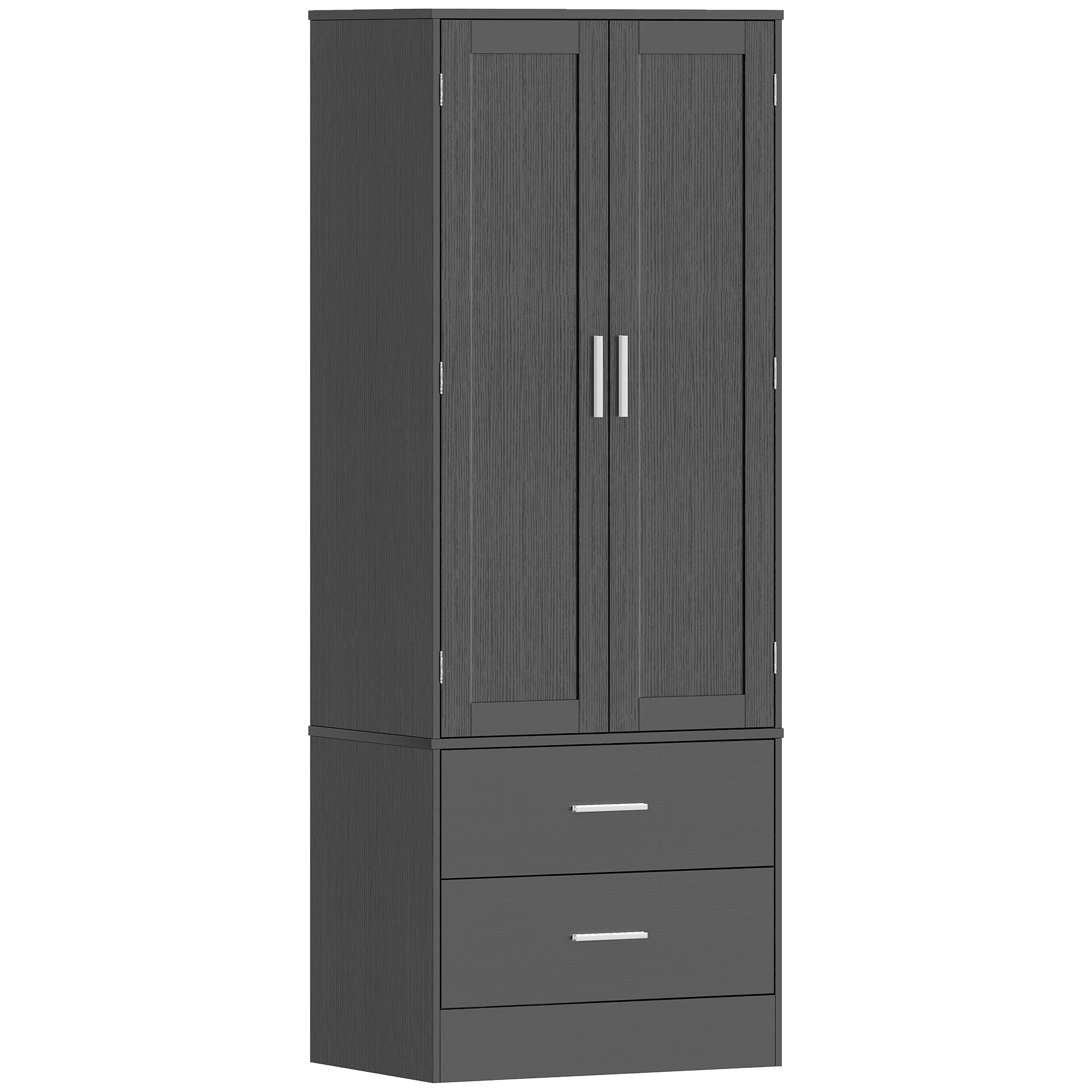 Virtuves skapis ar 8 durvju plauktiņiem un regulējamām plauktām, melns, 60 × 40 × 159 cm