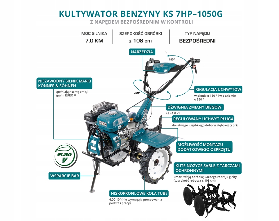 Benzininis kultivatorius Könner&Söhnen 7HP-1050G