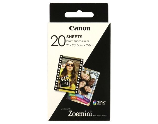 Fotolapeliai canon zink fotopopierius, zink, fotopopierius, be kraštų, blizgus, zero ink tipo 3214c002, baltas, 5x7,6 cm, 2x3